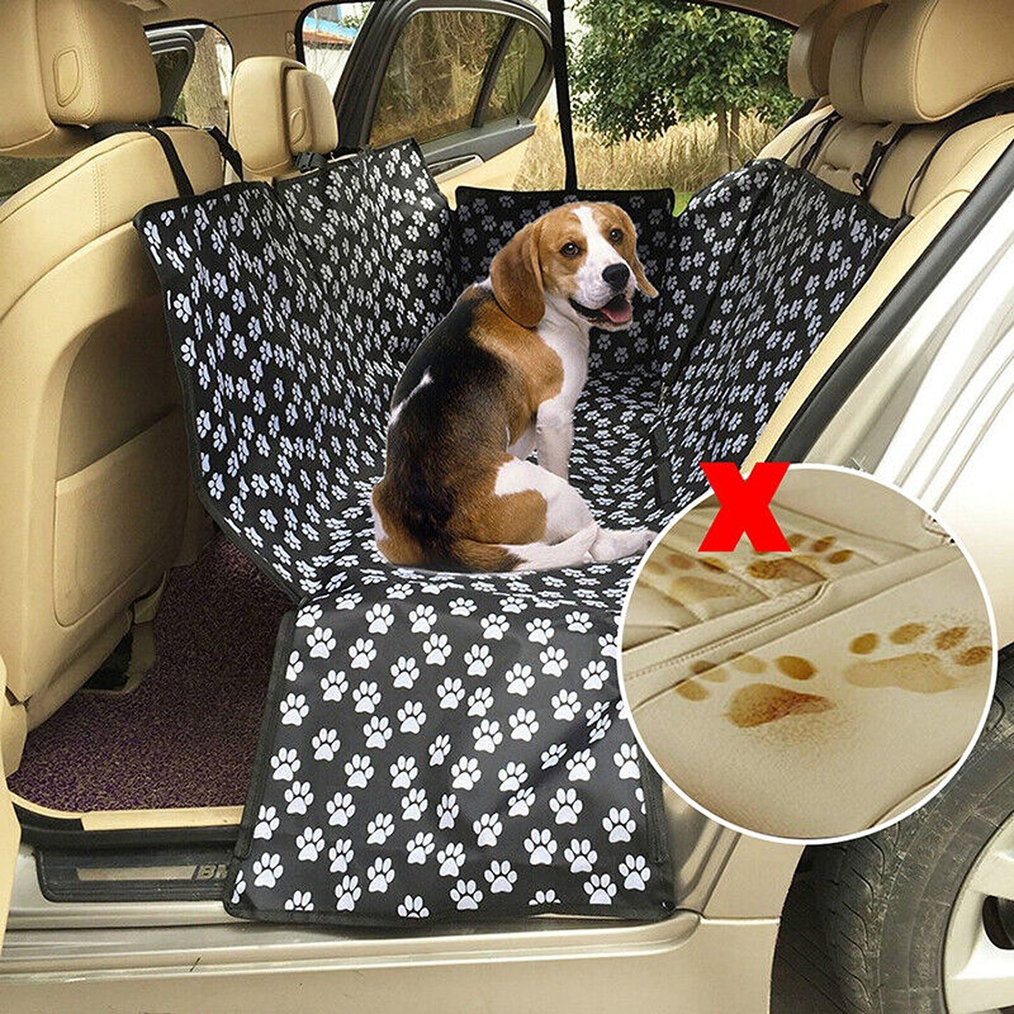 Waterproof Pet Car Seat Cover Non-Slip Hammock Style Protector for Rear Seats