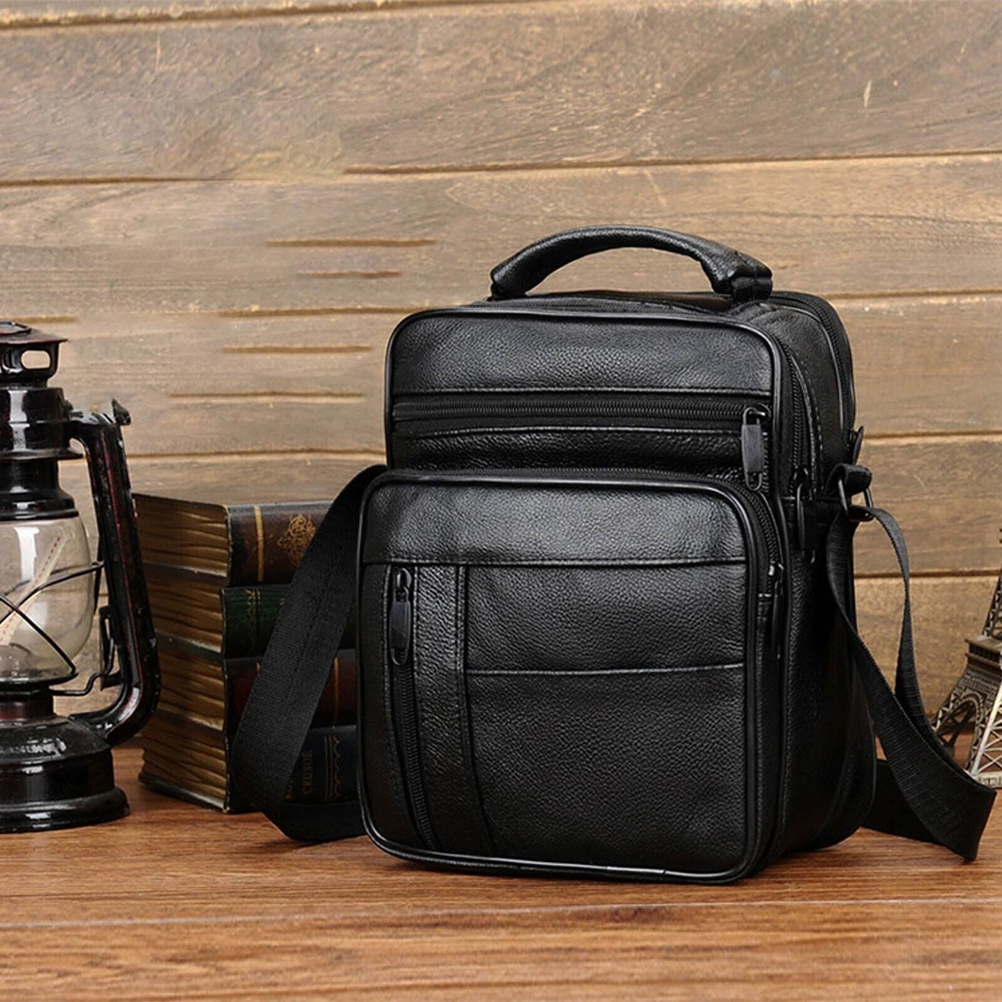 Men Genuine Leather Crossbody Bags Business Shoulder Messenger Backpack
