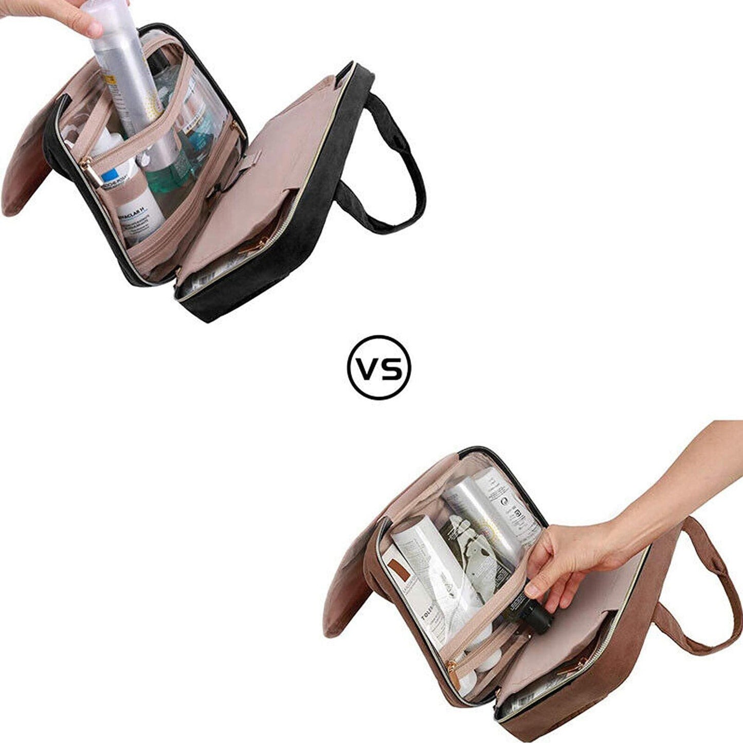 Large Travel Toiletry Organizer with Hanging Hook Cosmetic Makeup Bag