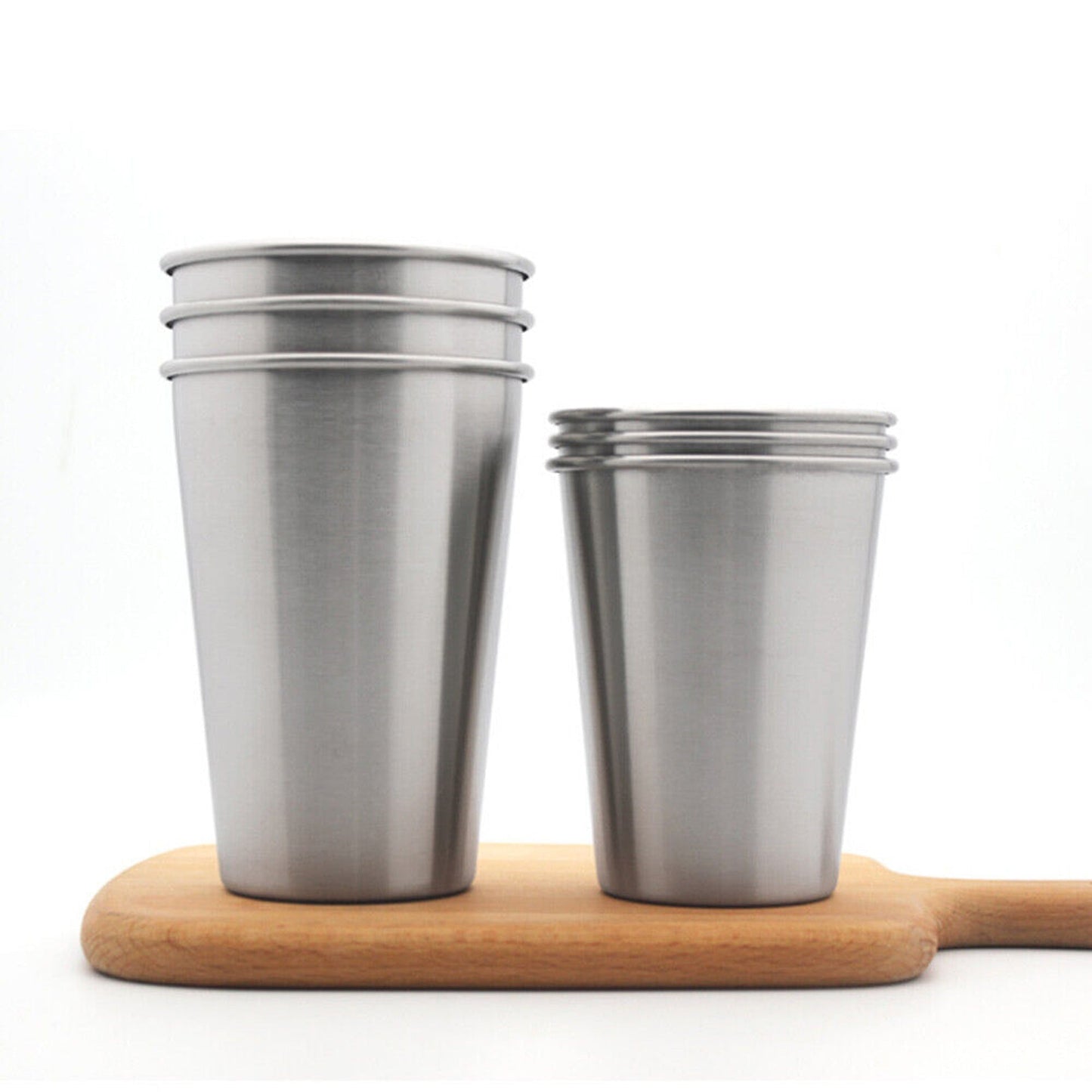 4-Pack Stainless Steel Drinking Mugs 350ml and 500ml For Coffee and Beer
