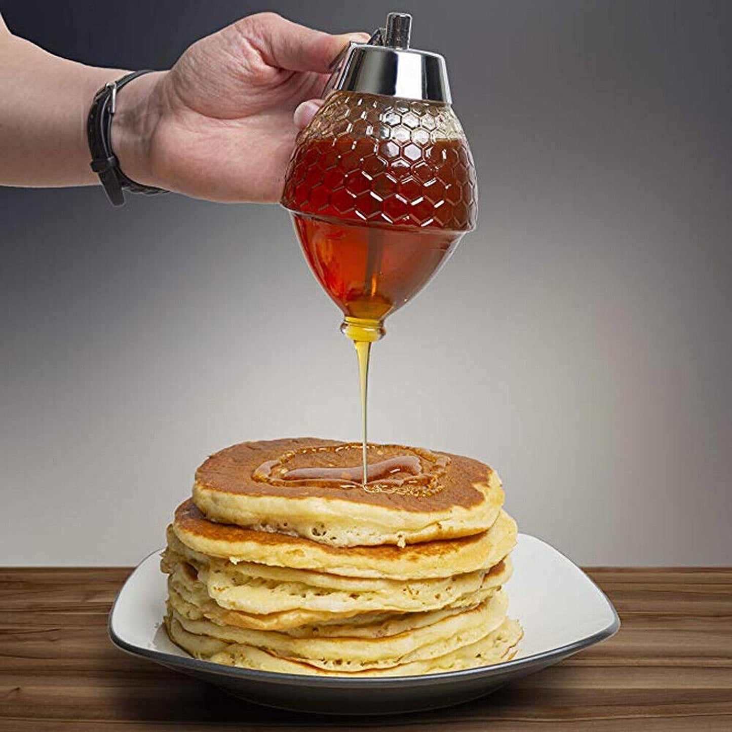 Trigger Release Honey Dispenser with Stand Kitchen Storage Pot