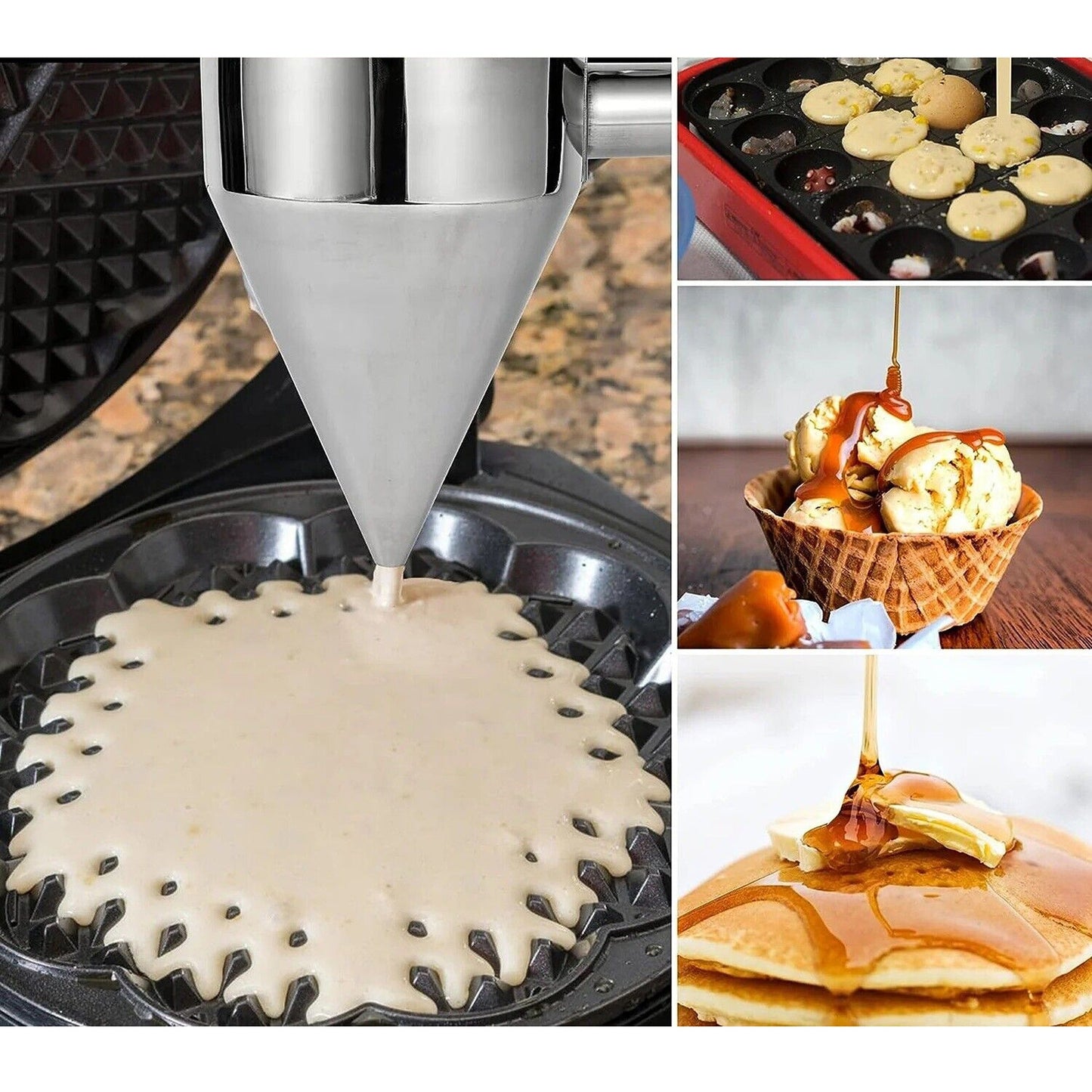 Stainless Steel Batter Funnel for Pancakes Cupcakes and Waffles
