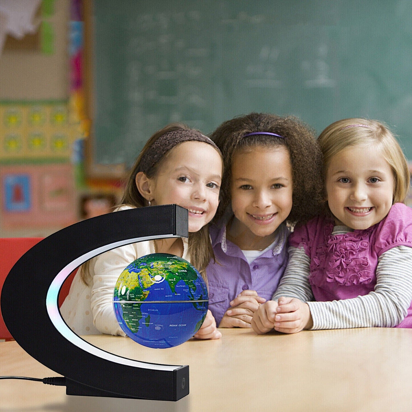 Floating Globe with Magnetic Levitation and LED Touch Lighting