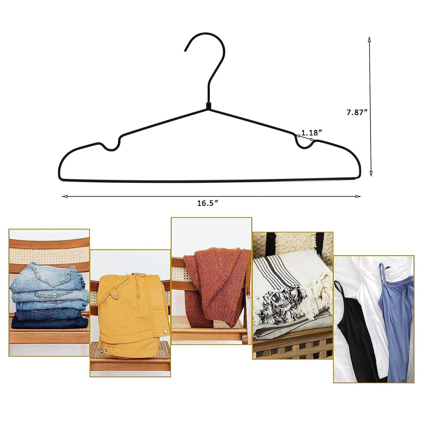 30pcs Heavy Duty Black Metal Wire Clothes Hangers for Suits and Coats