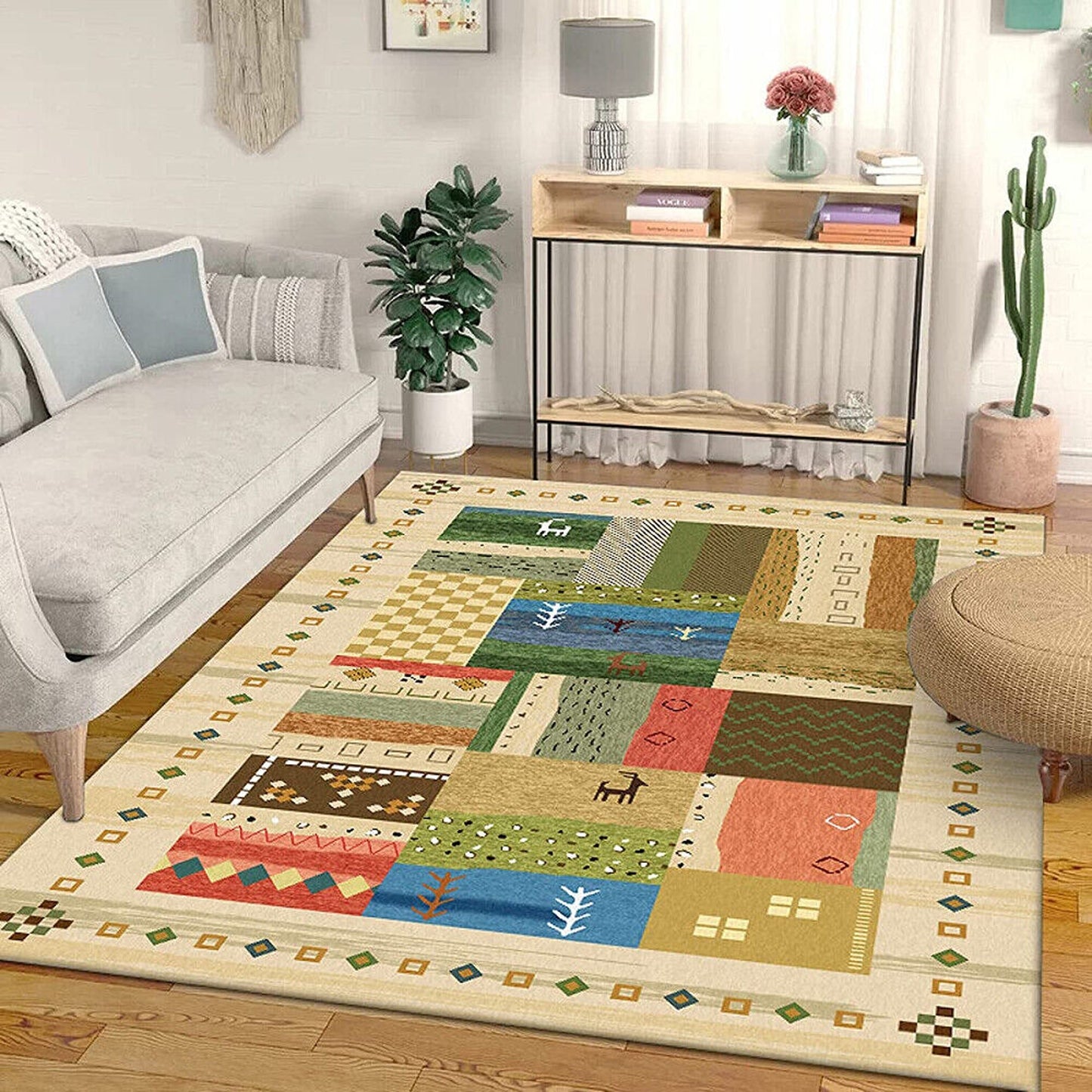 Game Grid Design Large Soft Shaggy Easy Clean Area Rug