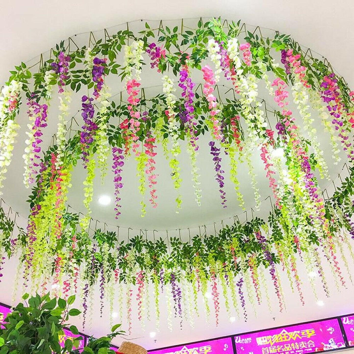 12pcs Silk Wisteria Flower Vine Artificial Garland Leaf Decor for Weddings