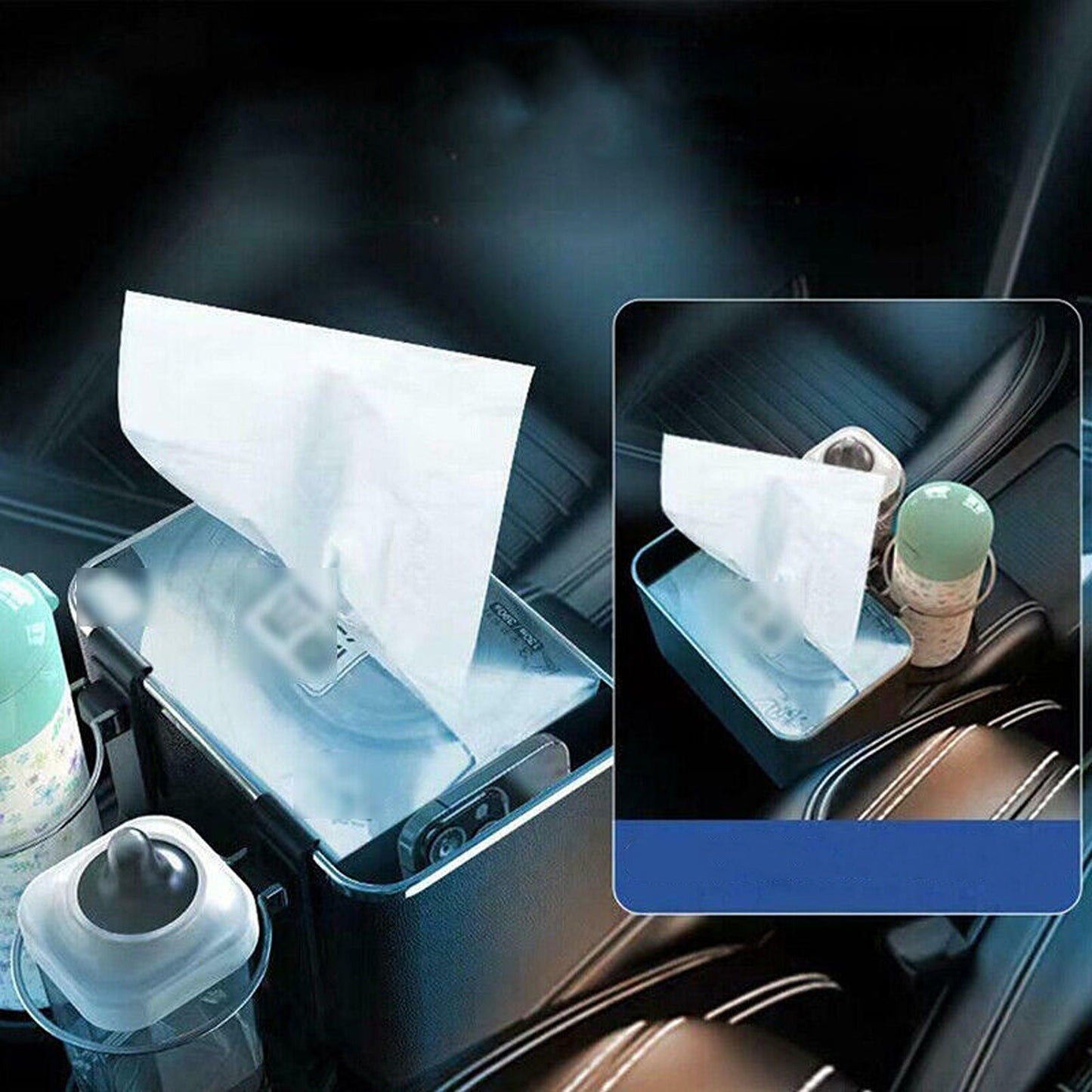 Multifunctional Car Armrest with Tissue Box and Storage Drawers