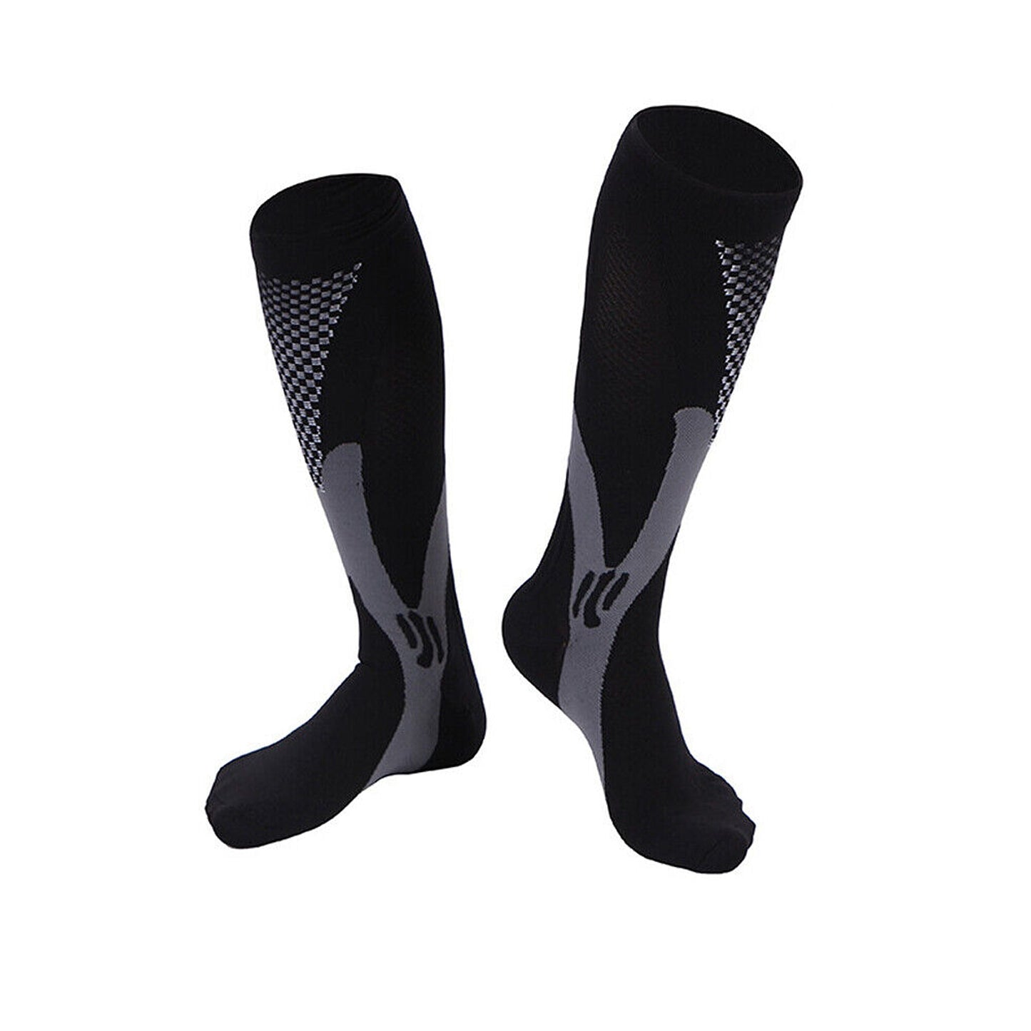 Black Compression Socks with Copper Stockings Travel and Running Unisex