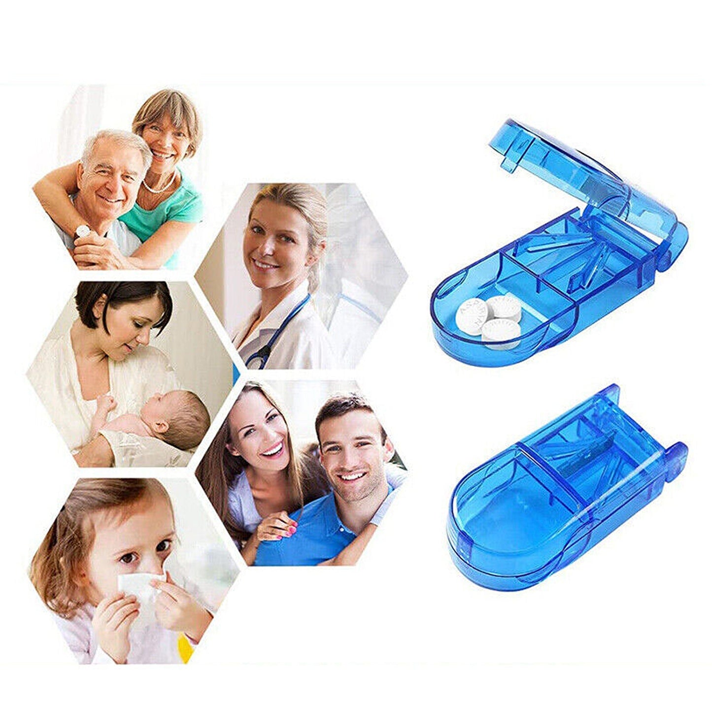 Compact Travel Pill Cutter and Medicine Storage Box