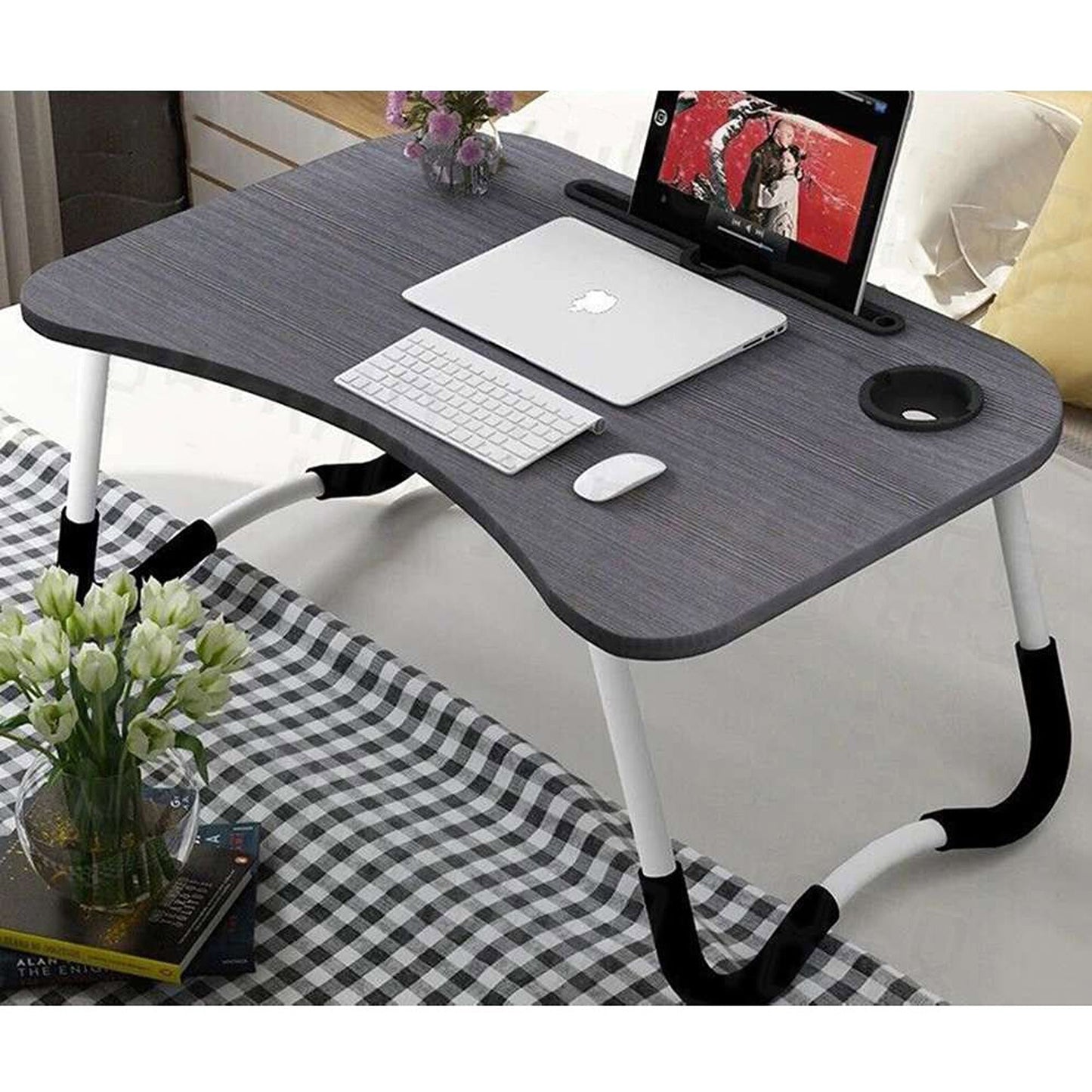 Adjustable Laptop Stand Portable Desk for Bed with Cup Holder