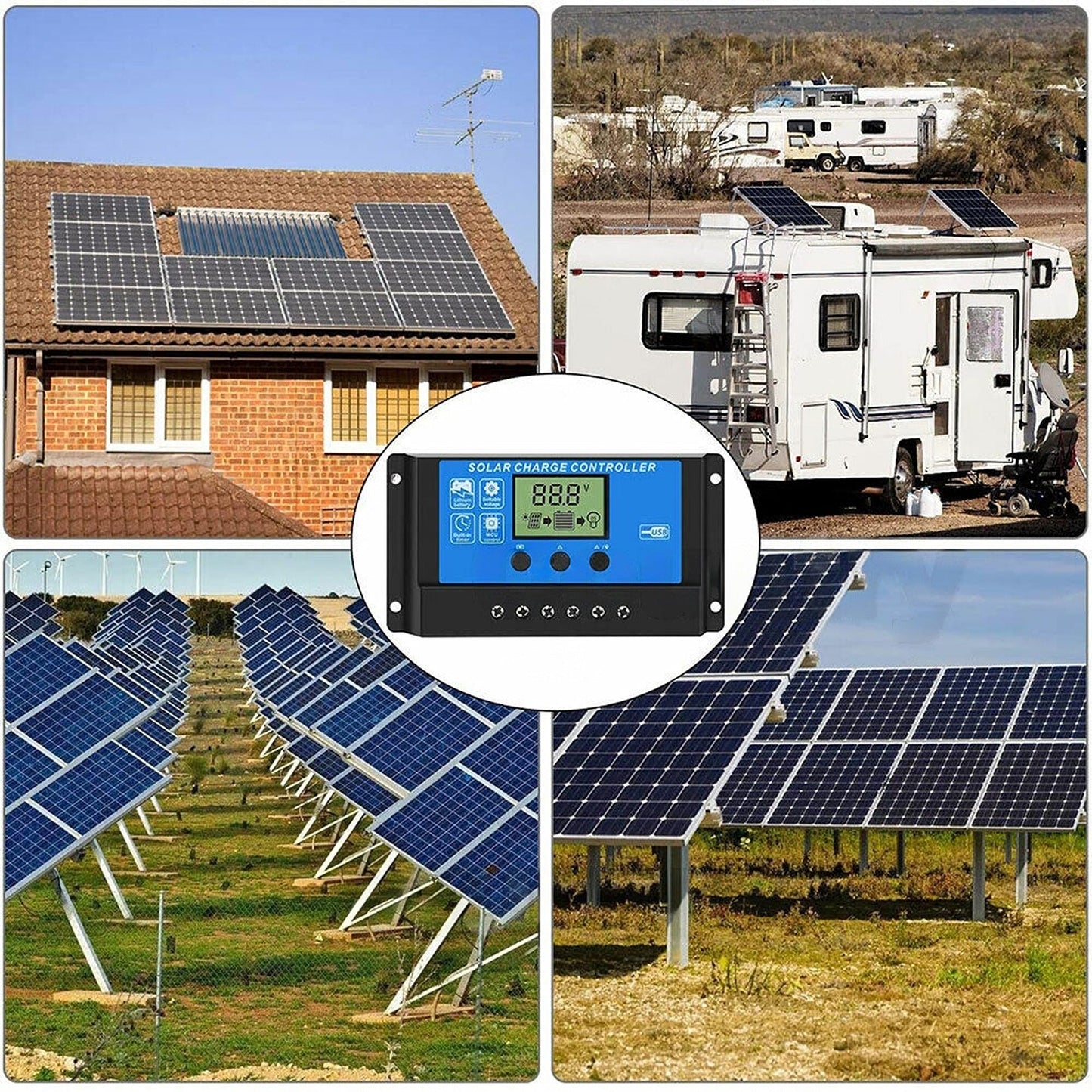 Dual USB Solar Panel Battery Regulator Amp Charge Controller