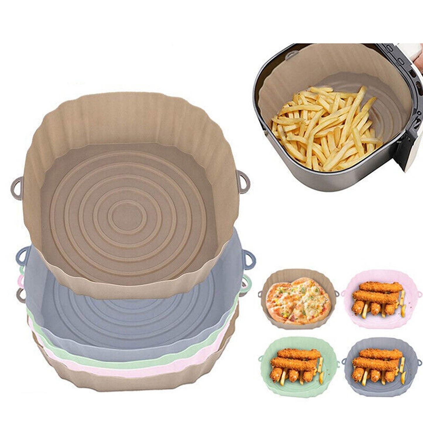 Non-Stick Reusable Air Fryer Silicone Pot and Baking Tray