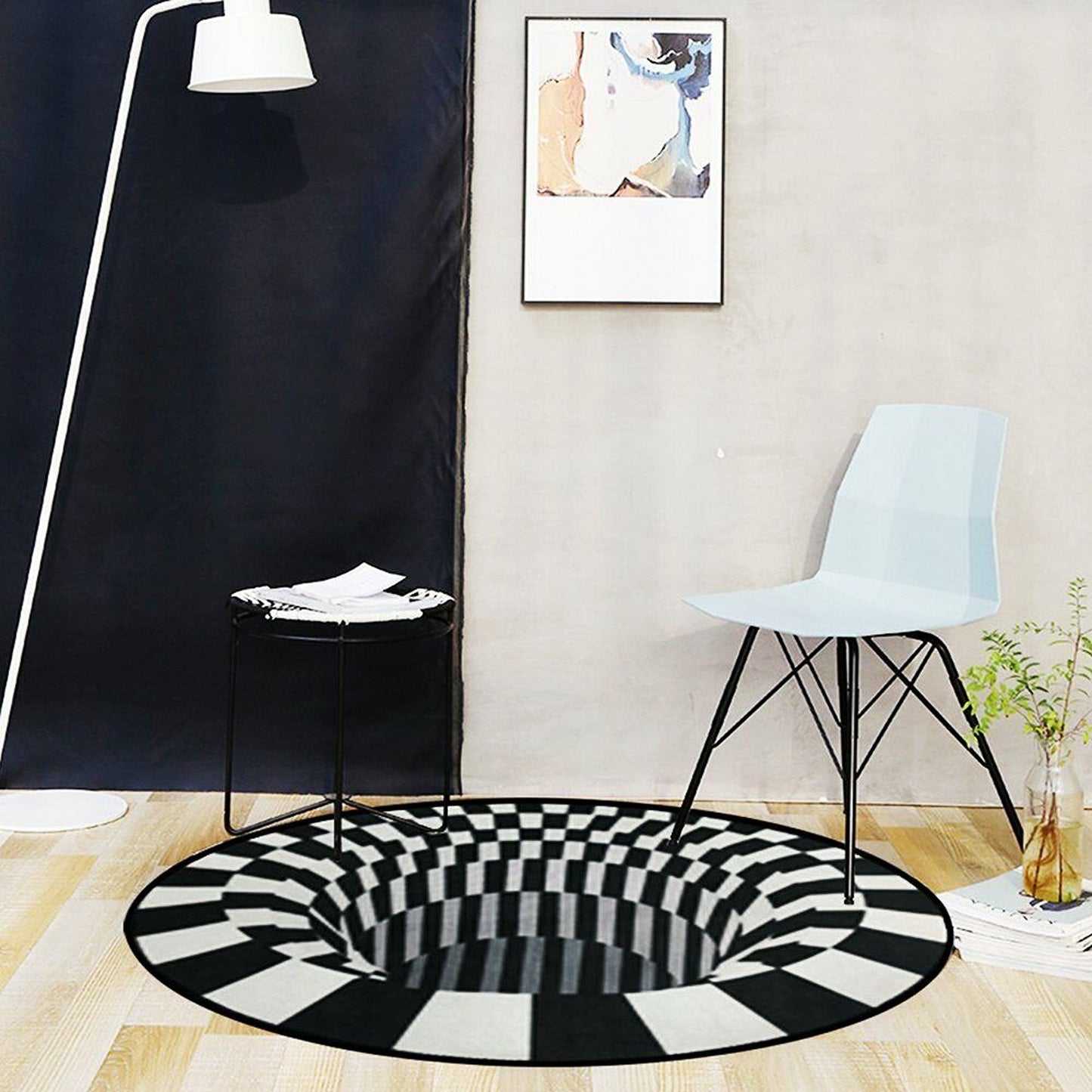 Vortex Illusion Rug 3D Printed Circular Floor Mat for Living Room
