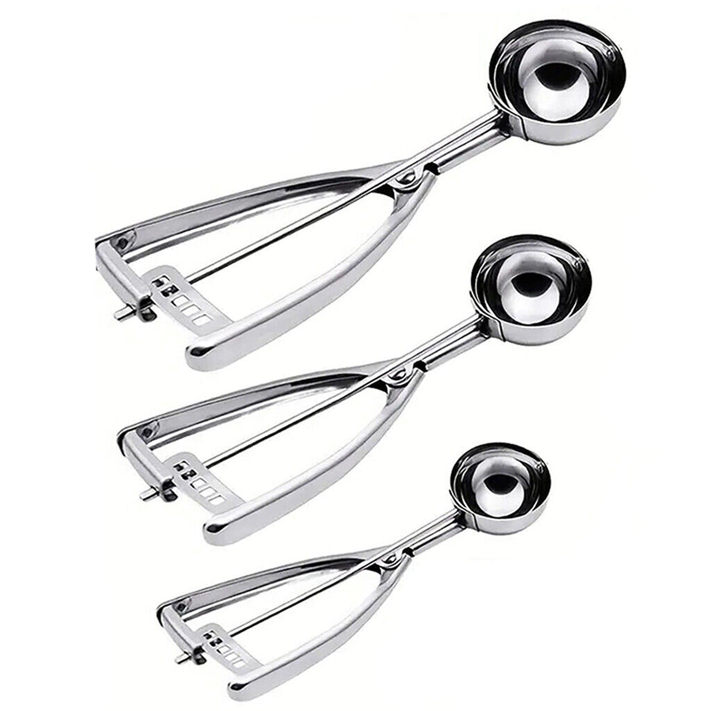 3-Piece Ice Cream Scoop and Melon Baller Set Stainless Steel