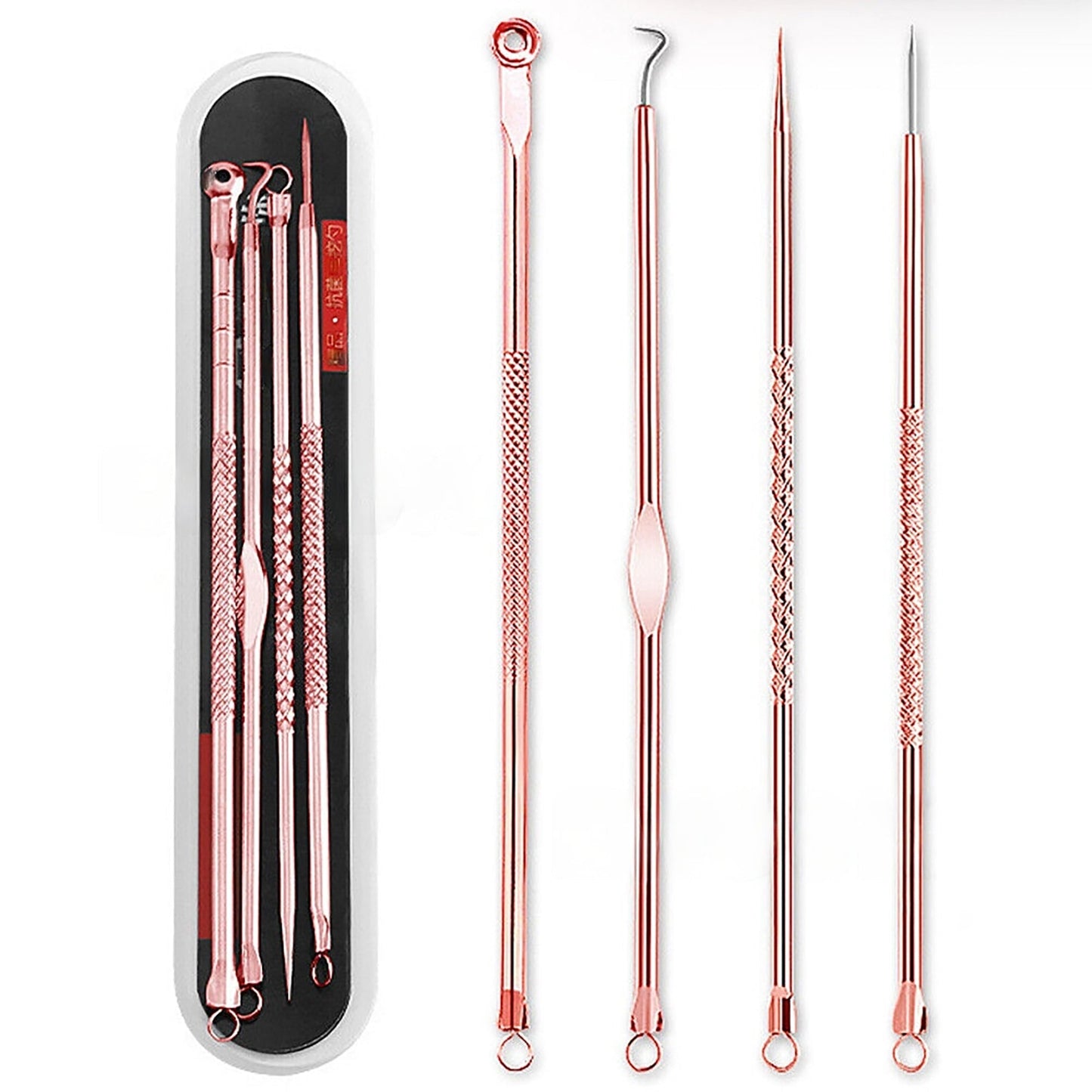 4pcs Blackhead Remover Tool Kit Pimple Popper Acne Blemish Comedone Cleaner
