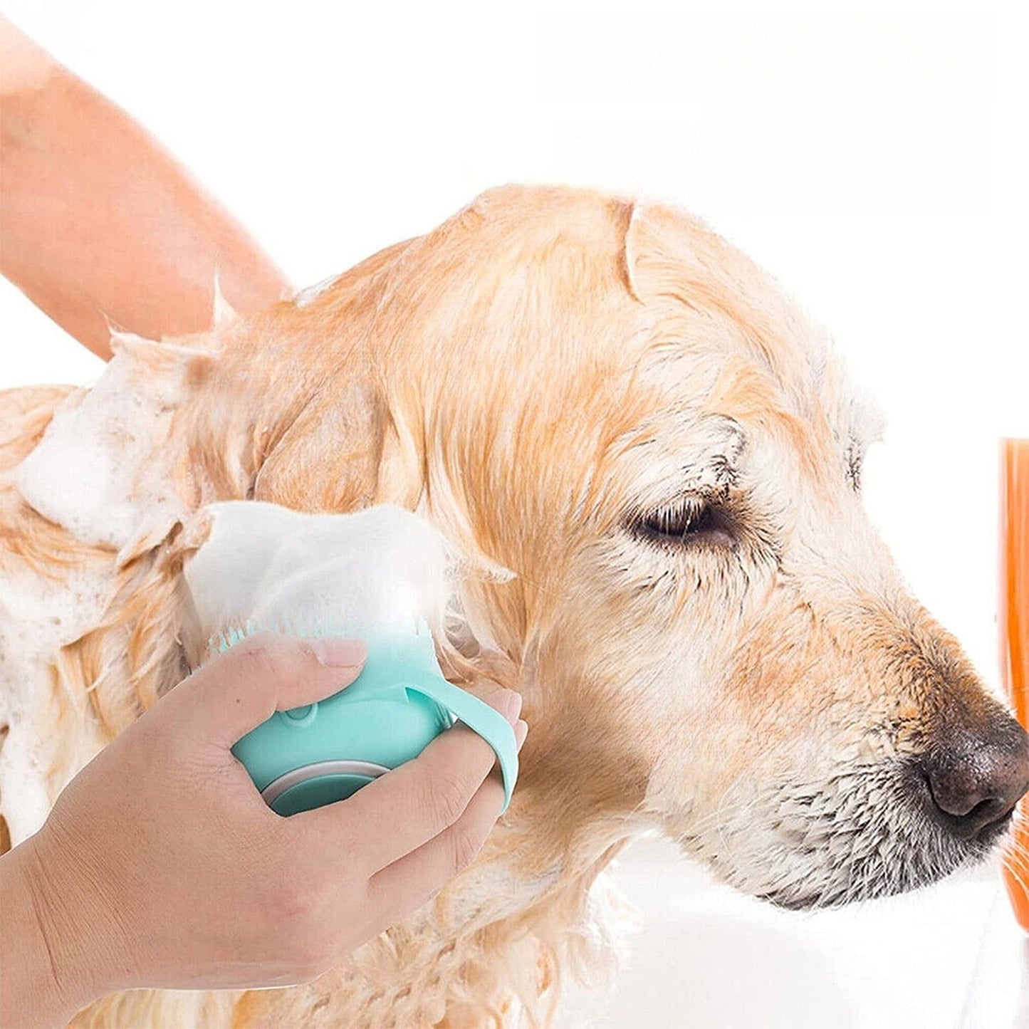 2pcs Pet Massage Bath Brush with Soap Dispenser Silicone Scrubber Tool for Dogs and Cats
