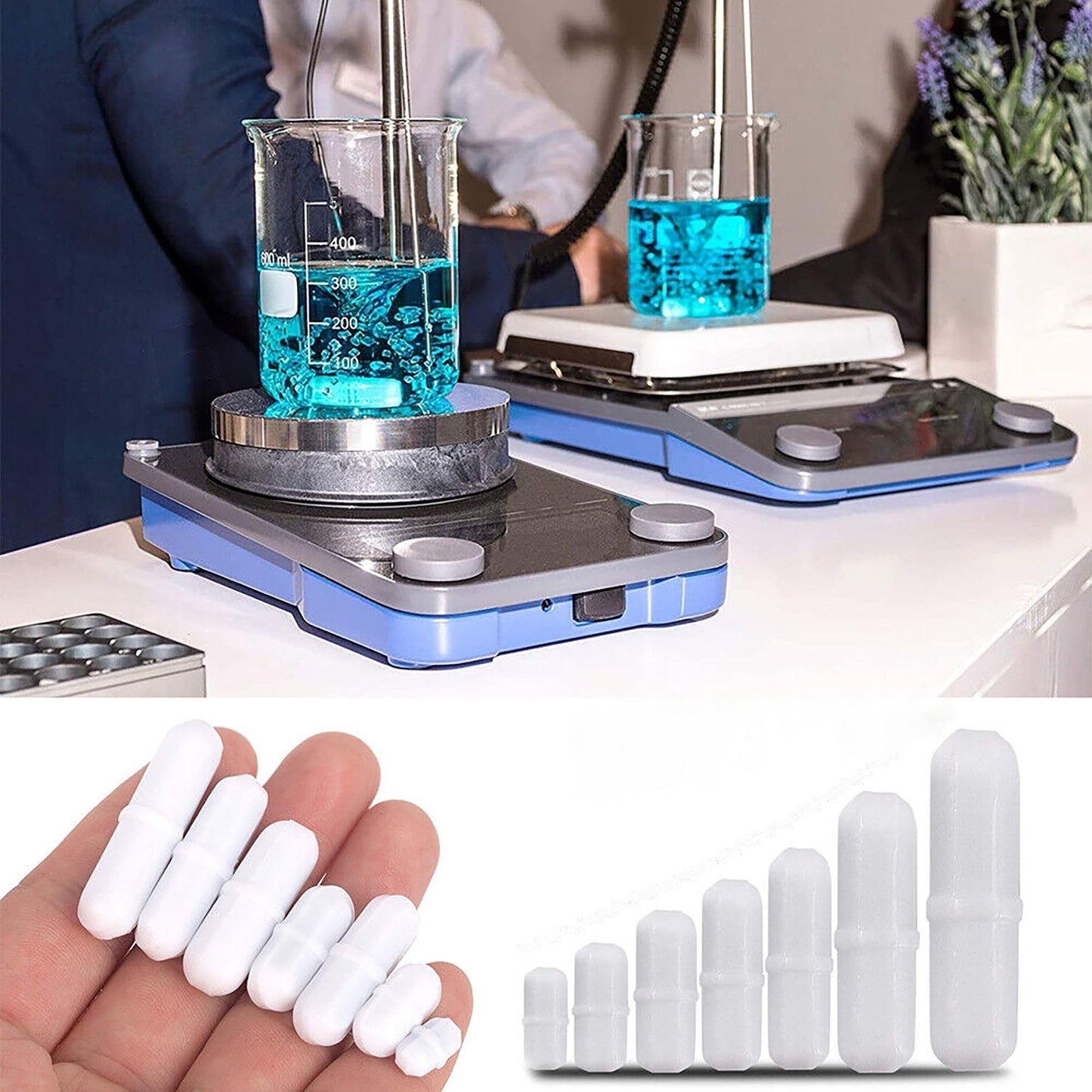 7pcs Magnetic Stirrer Mixer Bar Set with PTFE Cover for Stirred Solution