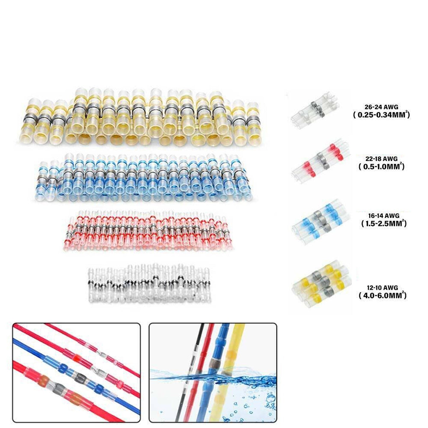 200-Pack Mixed Solder Sleeve Heat Shrink Wire Connectors