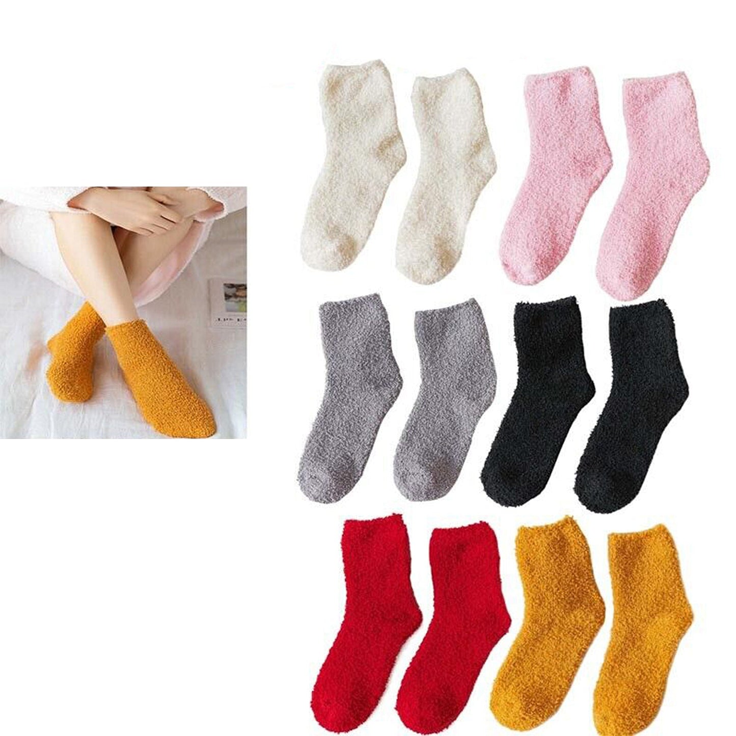 3 Pairs Cozy Winter Warm Socks for Bed and Home