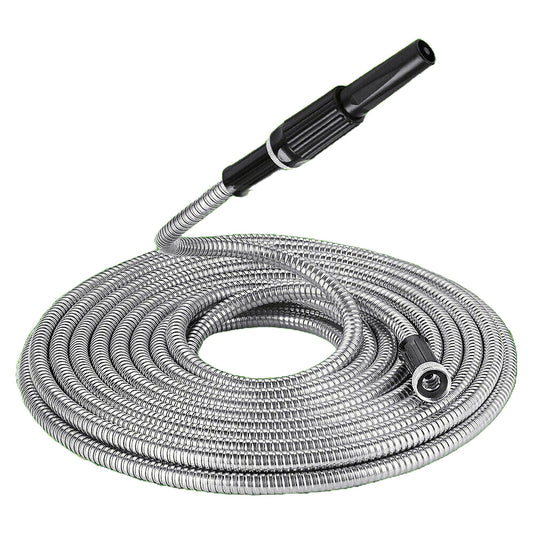Flexible Stainless Steel Metal Garden Hose 25 to 100FT Lightweight Pipe