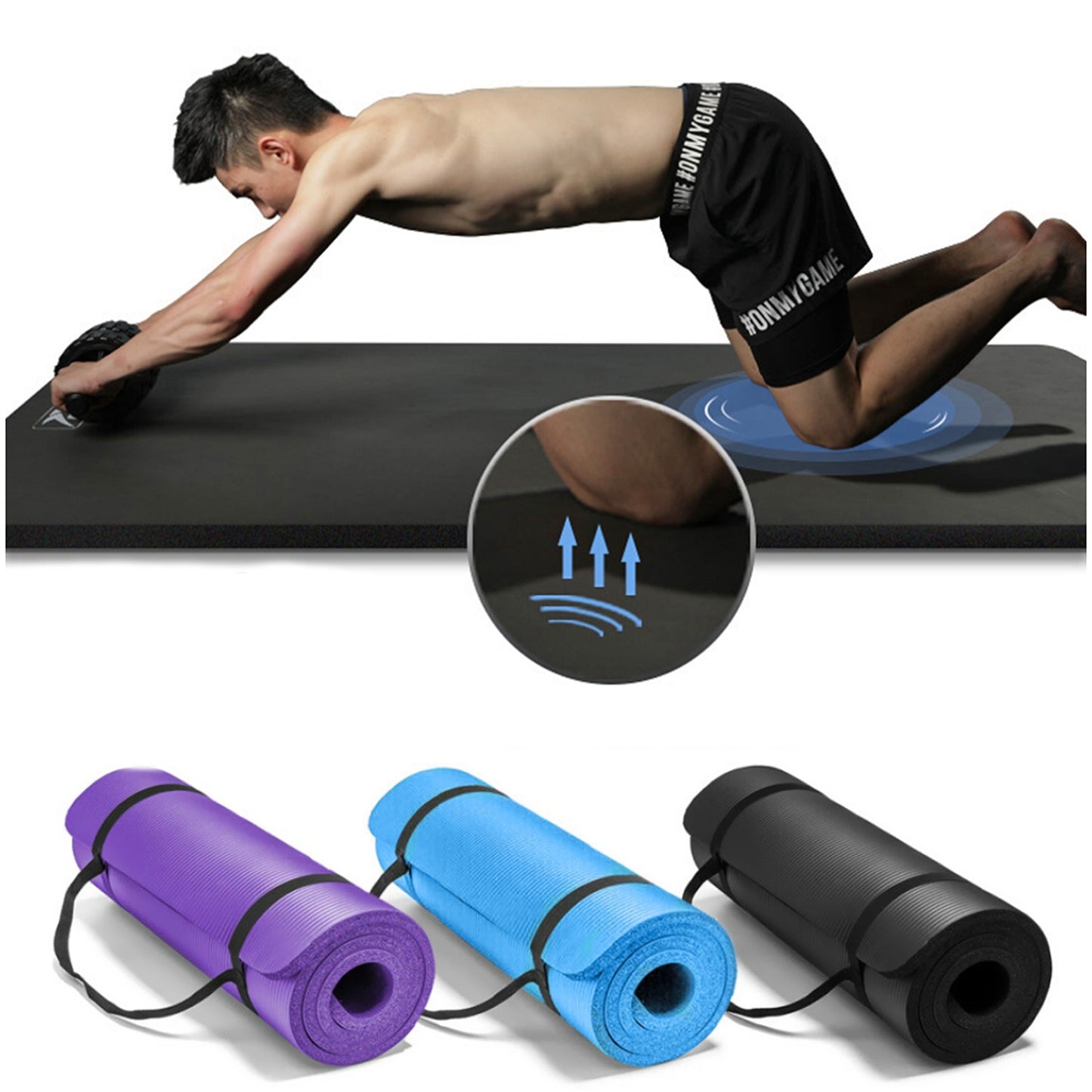 Thick NBR Nonslip Yoga Mat Fitness Pilate Sports Dance Pad 15MM