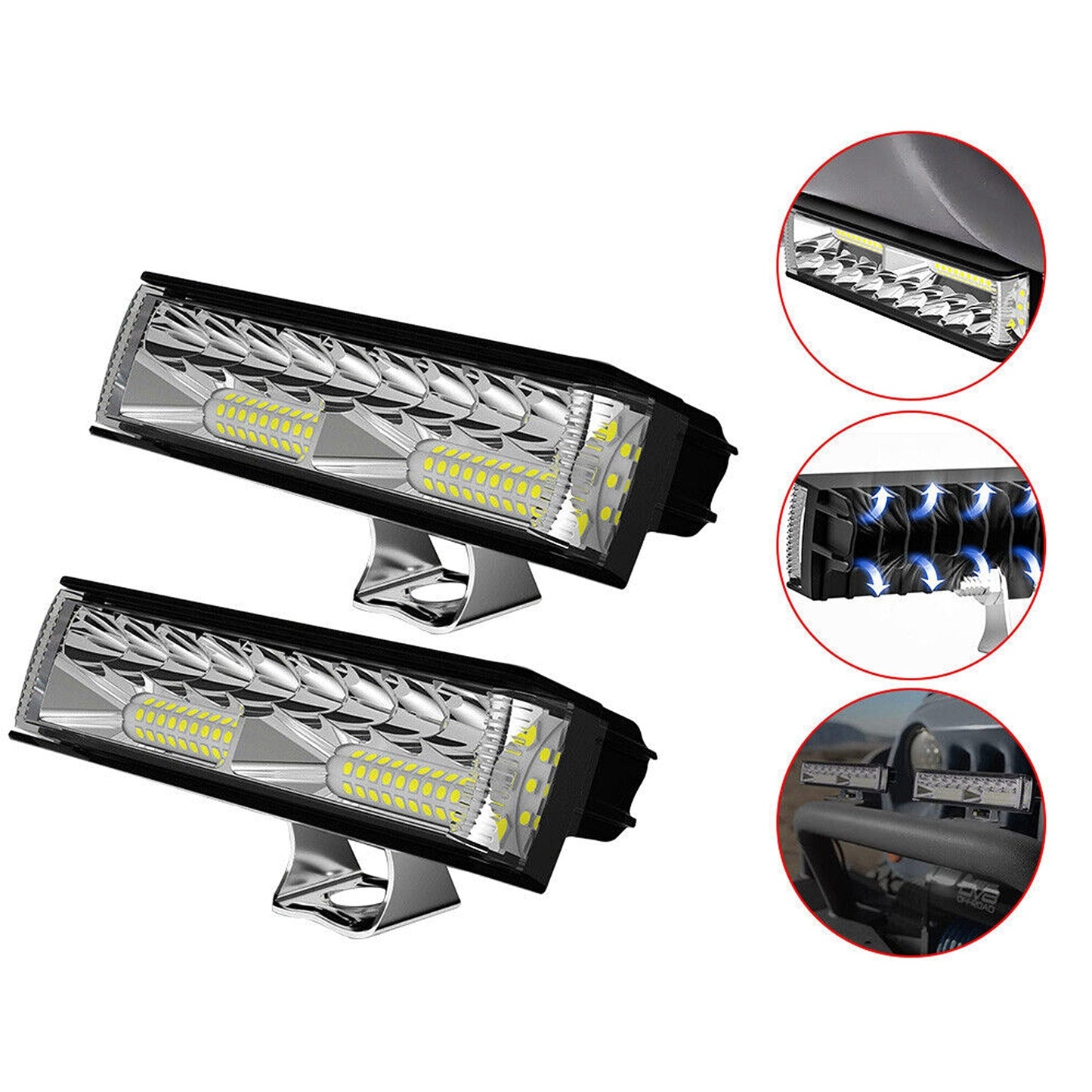2pcs LED Light Bar Pods with Flood and Spot Beam for Offroad 4WD SUVs