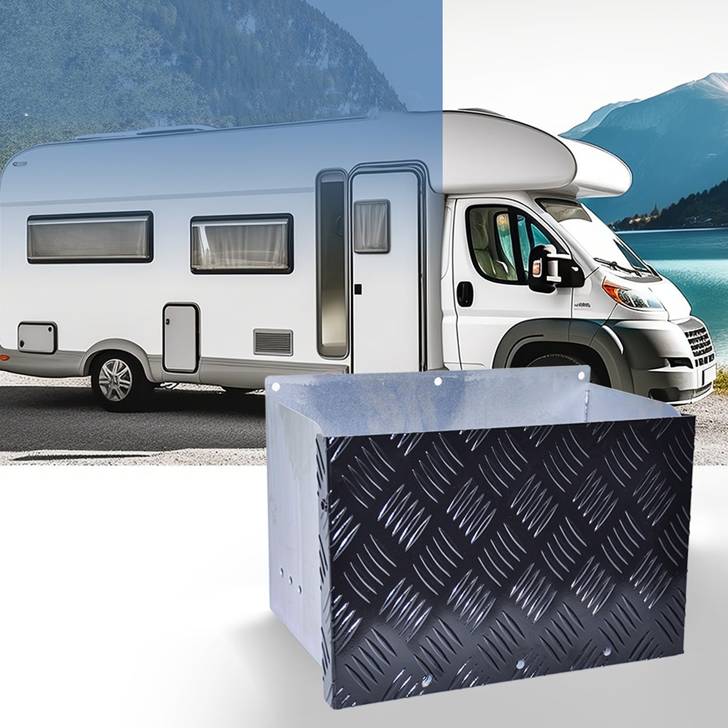 Galvanized Battery Box Set Sturdy Spare Part for Trailer and Caravan