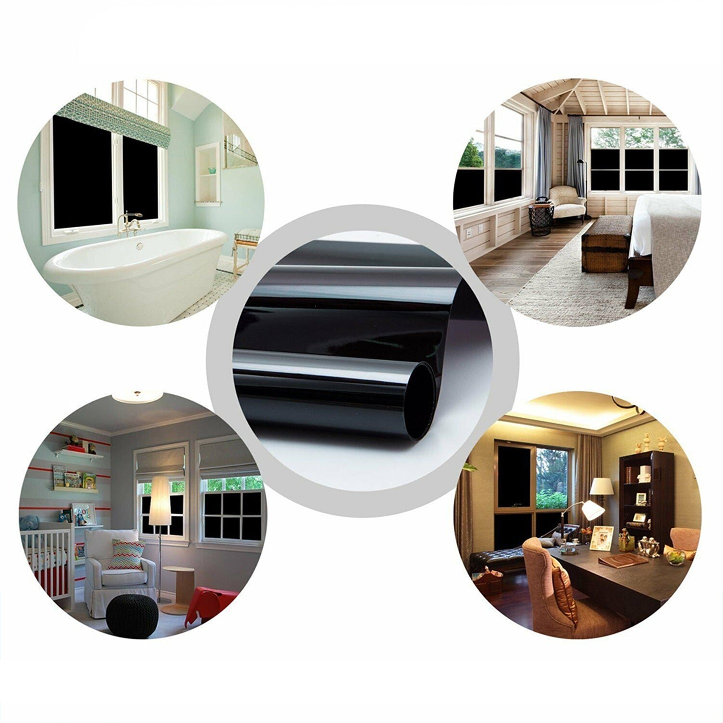 Blackout Static Cling Window Glass Film UV Sun Block Privacy Protection