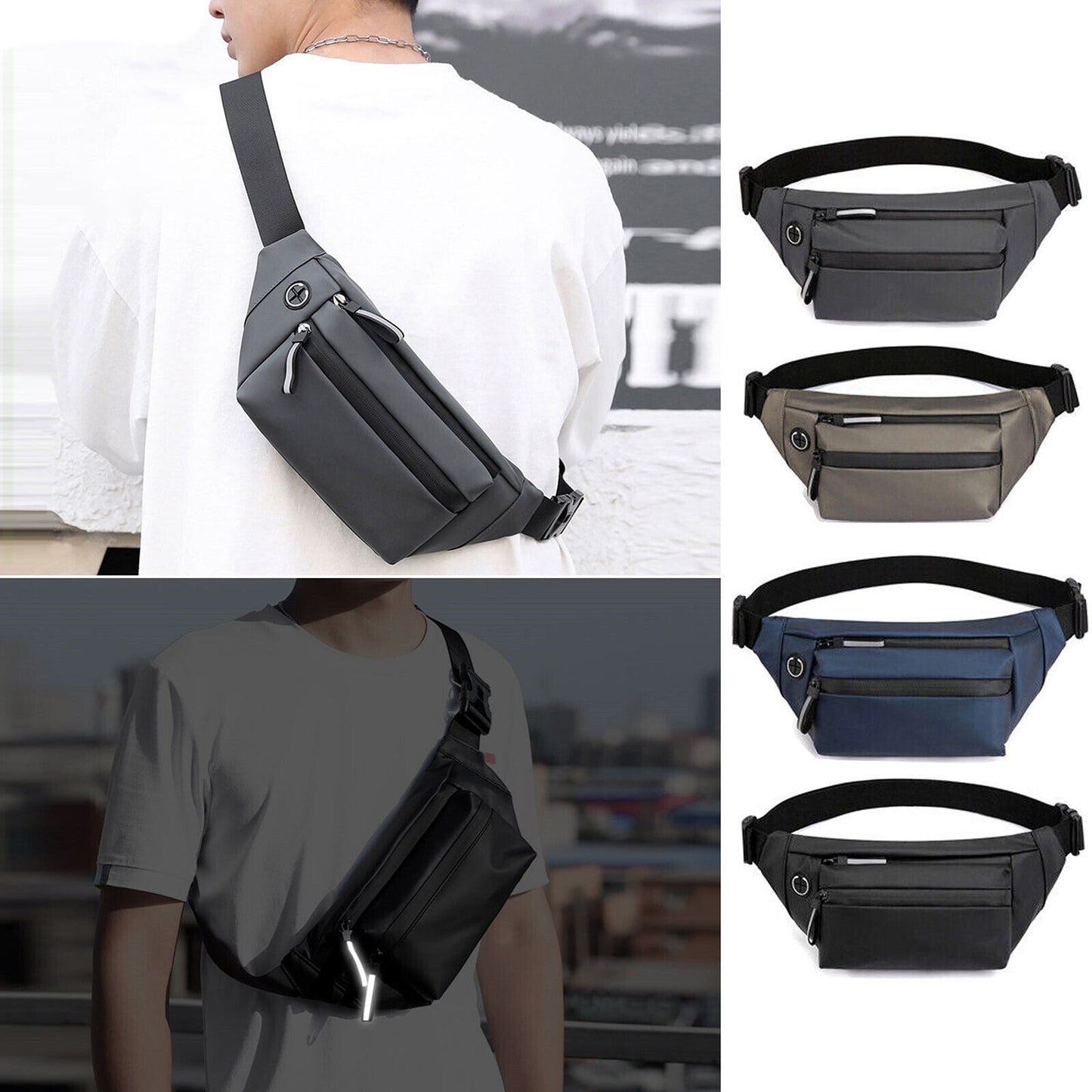 Men Waterproof Chest Bag Sling Cross Body Backpack for Travel