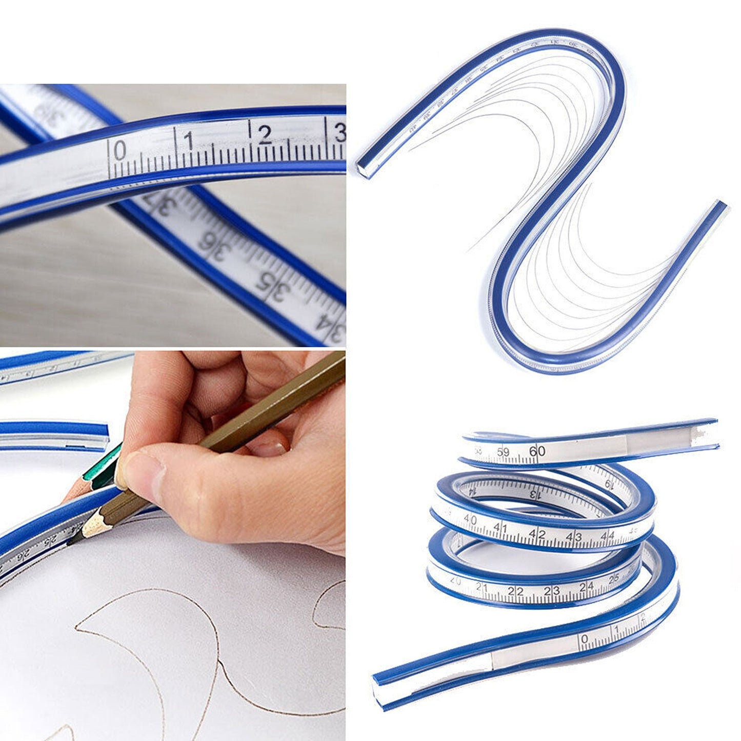 Flexible 60cm Plastic Curve Ruler for Drafting and Drawing