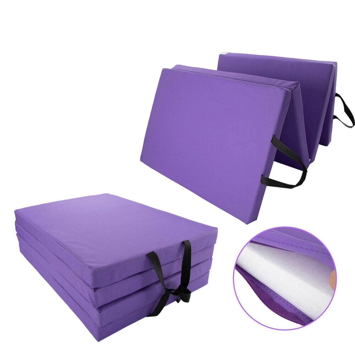 Foldable Gym Mat 180cm 4-Fold Exercise Flooring for Yoga and Dance Pilates