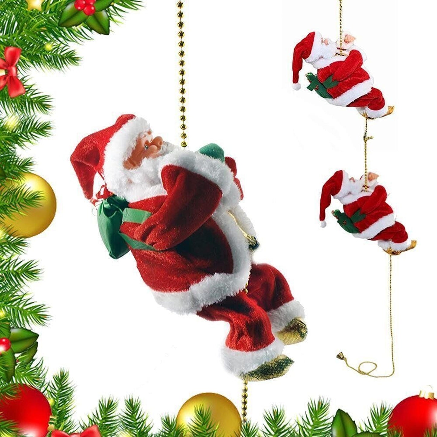 Musical Santa Claus Toy Climbing Rope Ladder Xmas Gift Decor