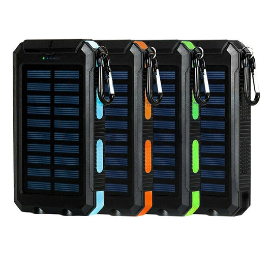 Portable External Solar Panel USB Charger Dual Battery Power Bank