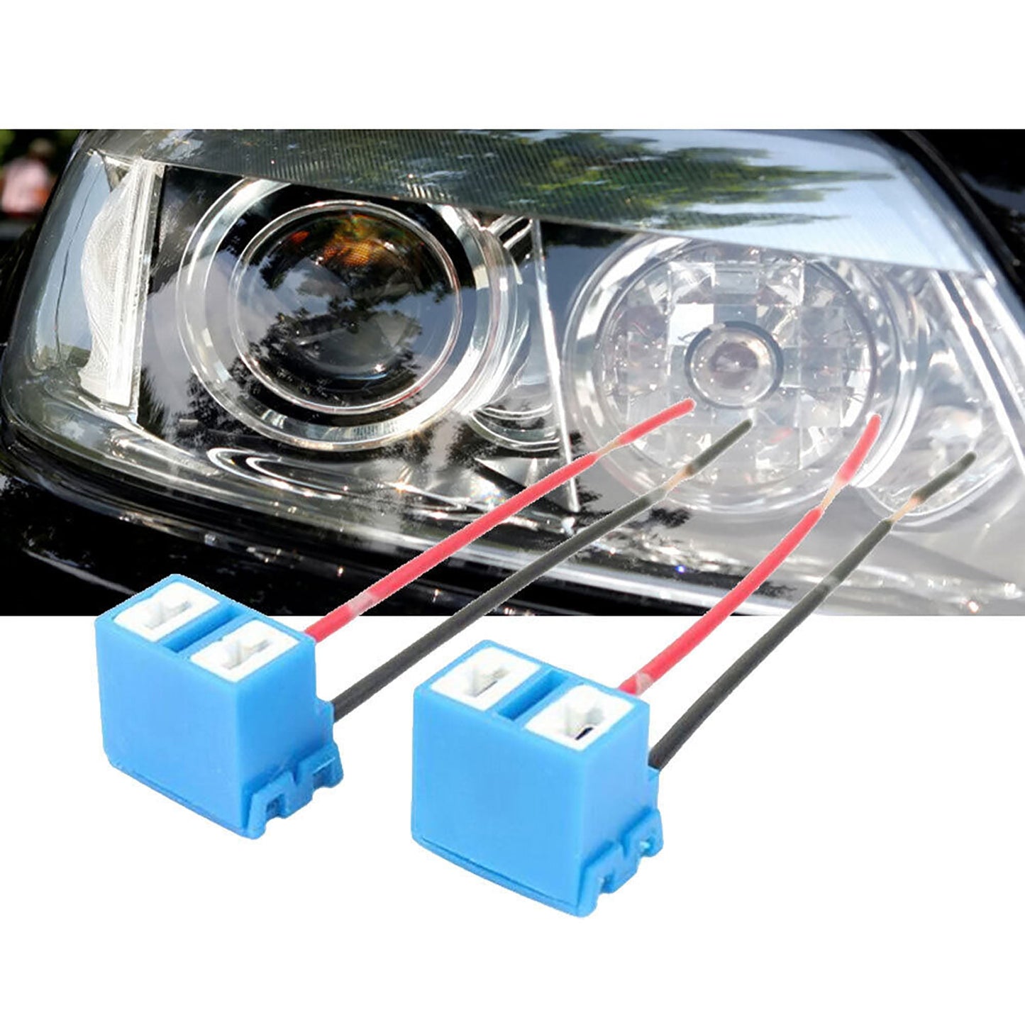 2pcs H7 Headlight Socket Connector Ceramic Bulb Holder for Cars