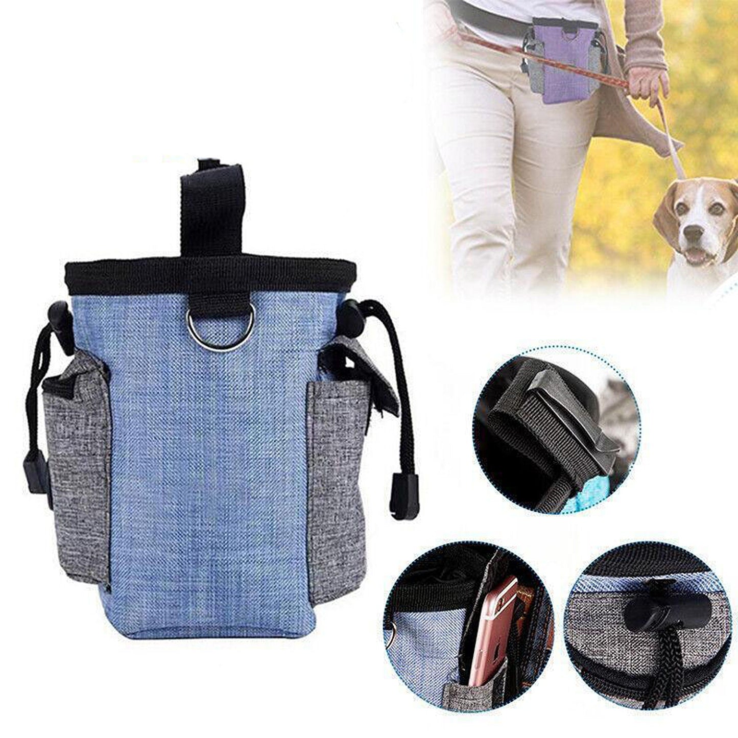 Dog Treat Pouch for Obedience Training with Garbage Bag Dispenser