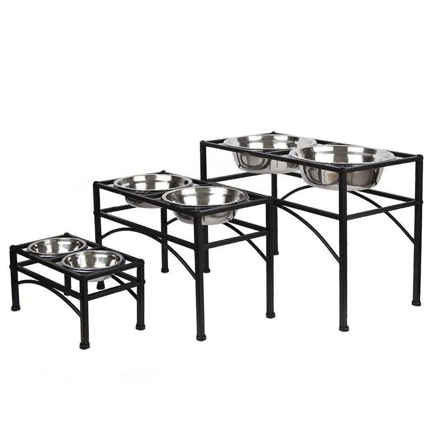 Raised Dual Pet Feeder with Stainless Steel Bowls for Dogs and Puppies