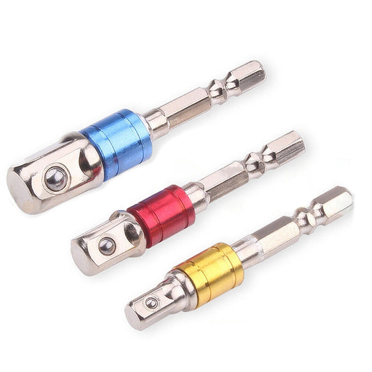 3pcs Impact Driver Socket Adaptor Set Hex Shank Drill Bits