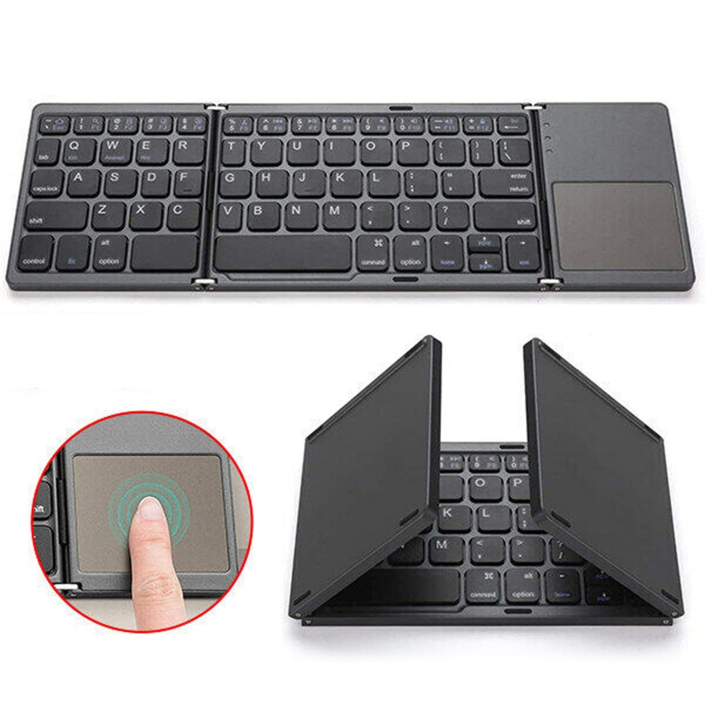 Slim Bluetooth Keyboard with Integrated Touchpad for Tablets and Smartphones