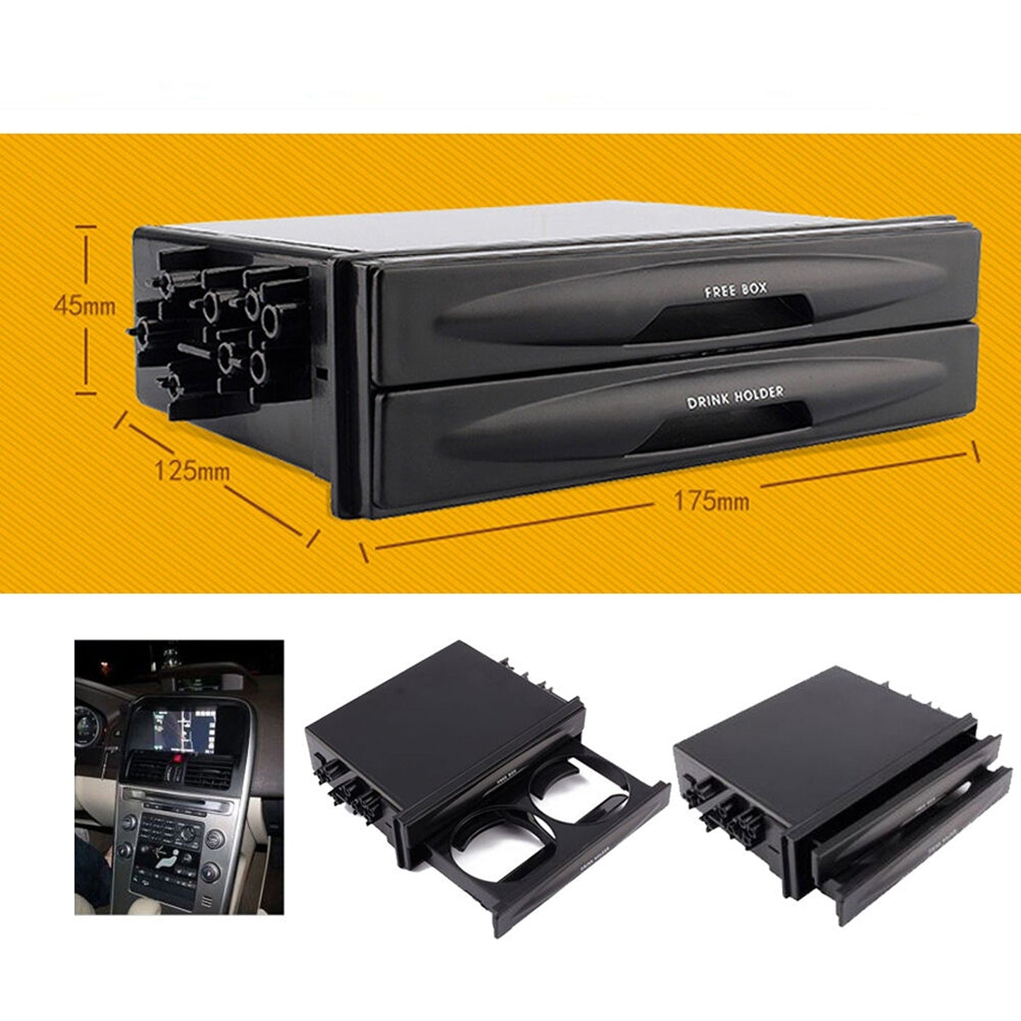 Car Radio Storage Pocket with Drink-Cup Holder