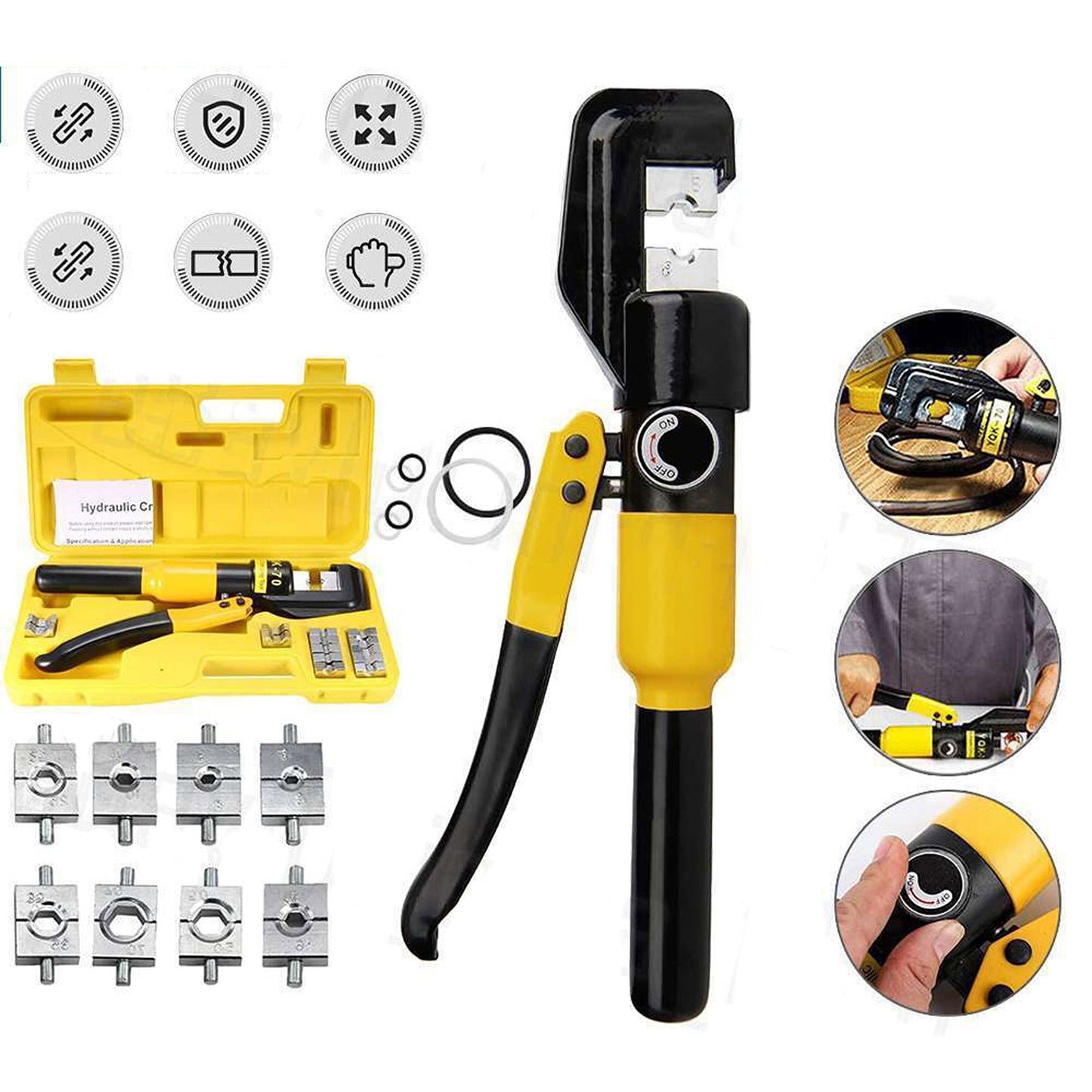 Hydraulic 8-Ton Wire Crimping Set Battery Cable Terminal Crimper with 8 Ton
