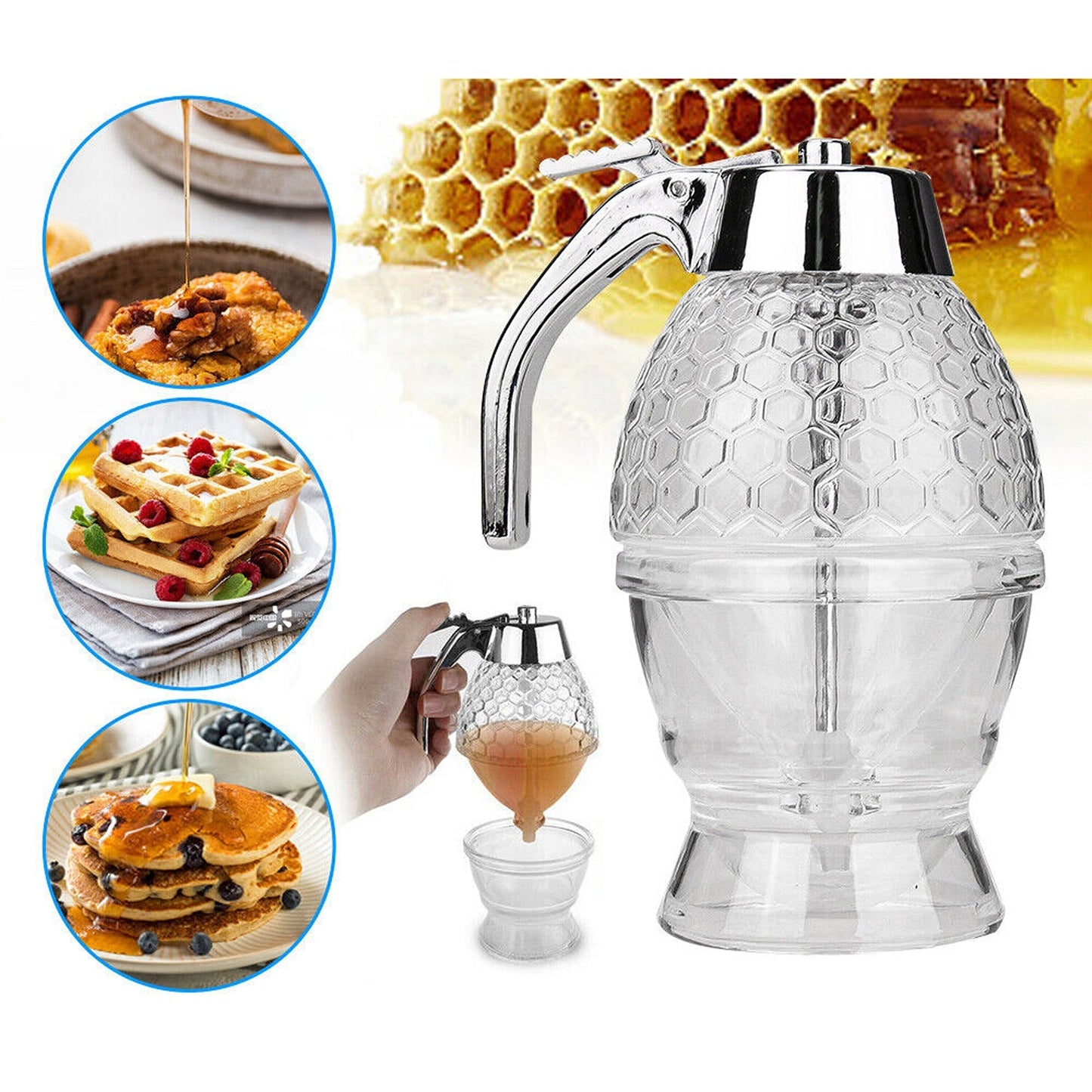 Trigger Release Honey Dispenser with Stand Kitchen Storage Pot
