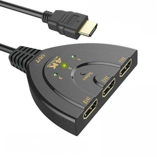 HDMI 4K 3-In-1 Out Switcher Selector Splitter Hub for HDTV 1080p