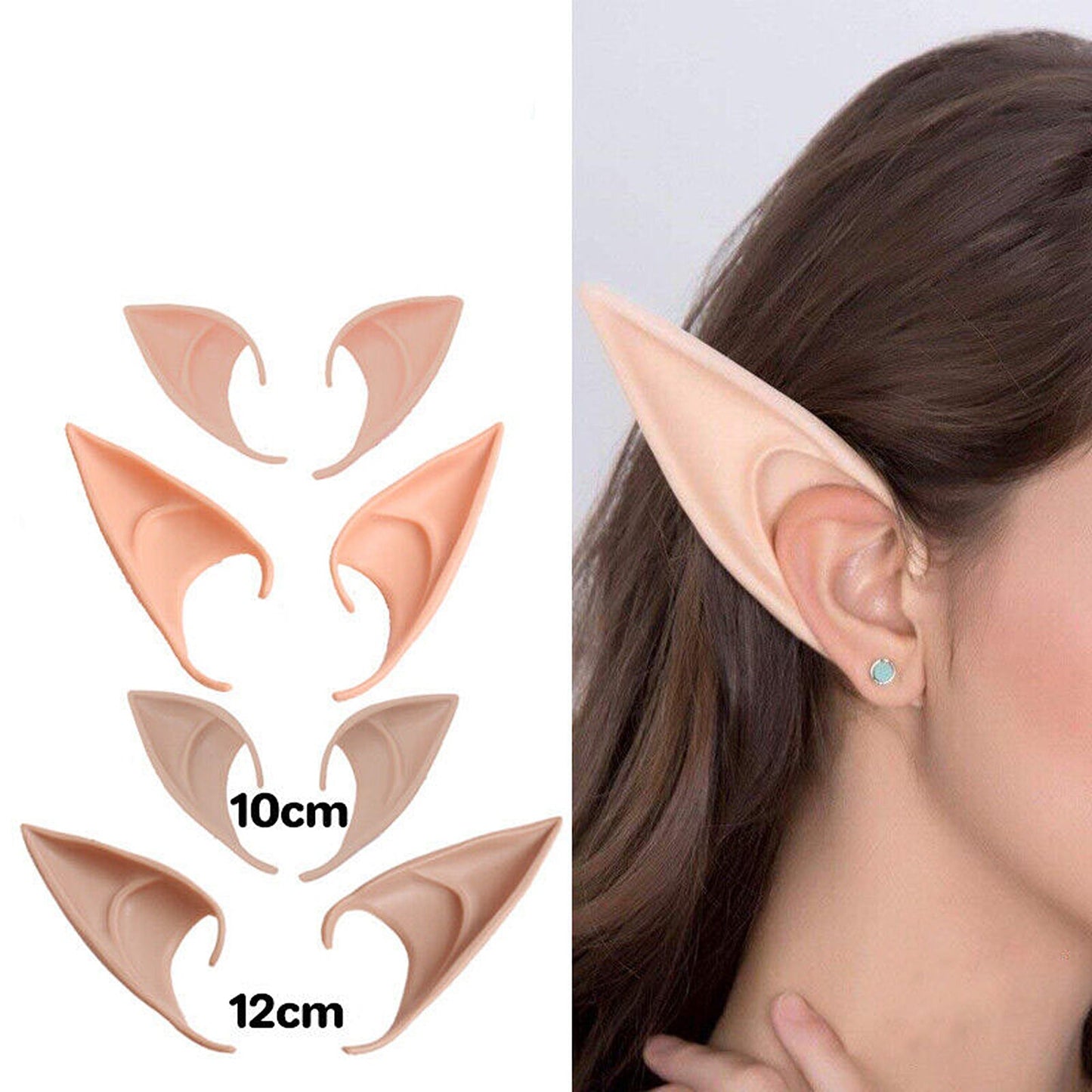 1pair Cosplay Rubber Elf Ears Fairy Pixie Style for Halloween