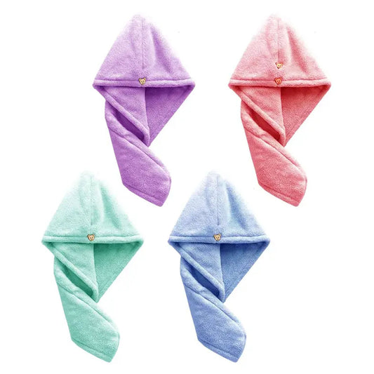 Soft Microfiber Hair Towel Wrap Quick Drying Bath Cap for Women