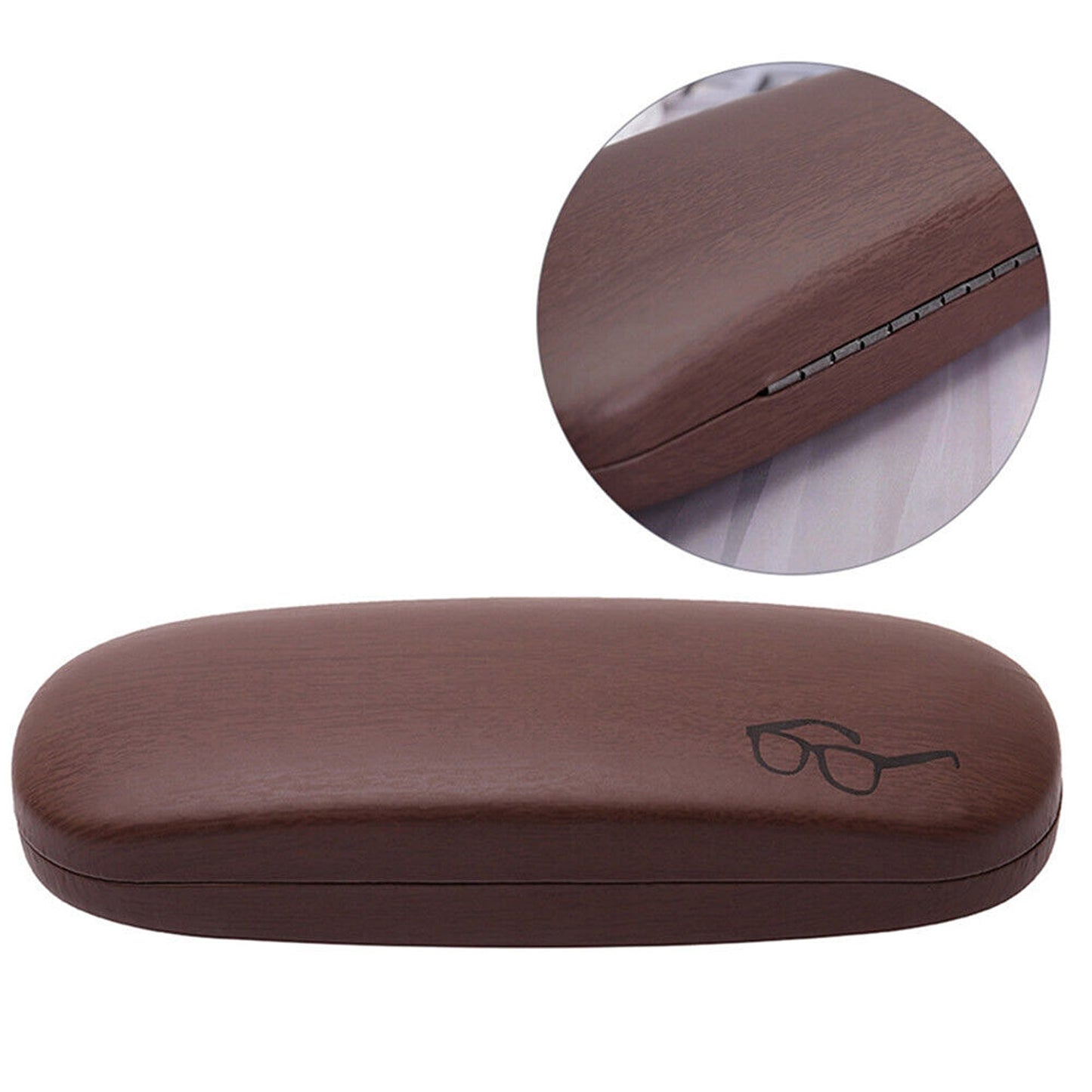 Eyeglass Case in Wood Grain with Hard Metal Structure PU Leather
