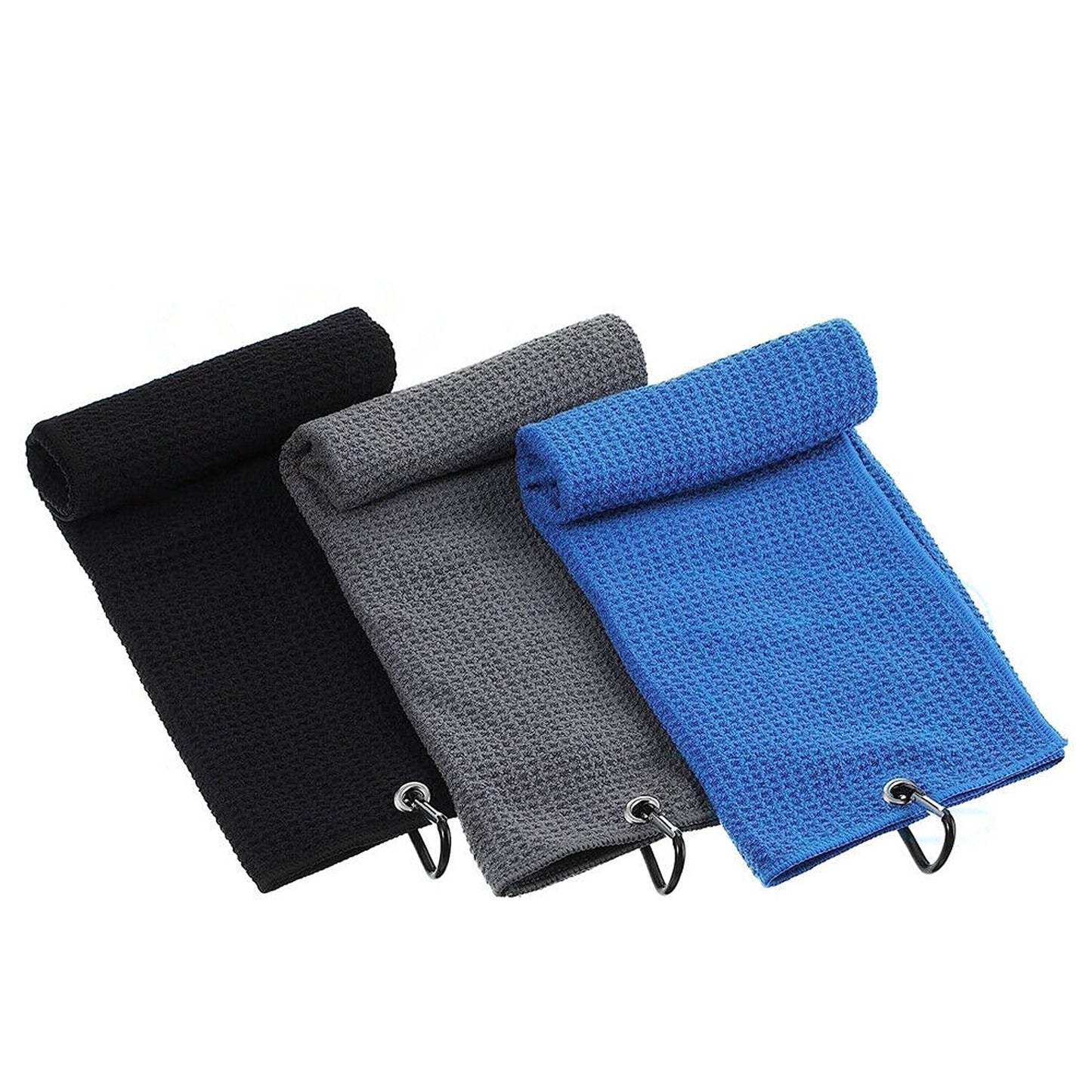 Cotton Waffle Pattern Golf Towel with Carabiner Sports Cleaning Towels