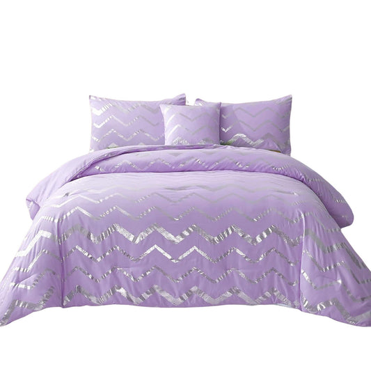 Purple Comforter Set with Pillowcases Soft Quilt Duvet for Queen King Bed