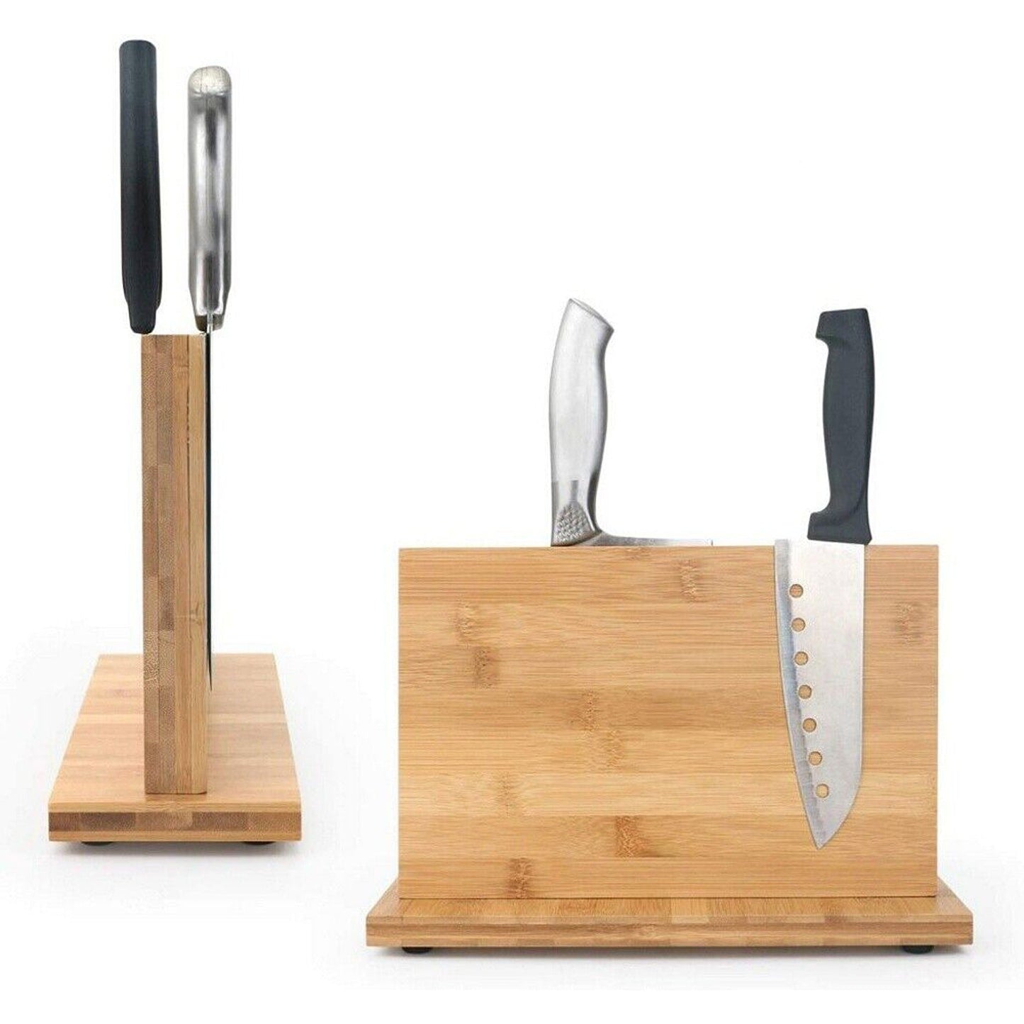 Bamboo Magnetic Knife Block Eco-friendly Cutlery Stand with Enhanced Magnets