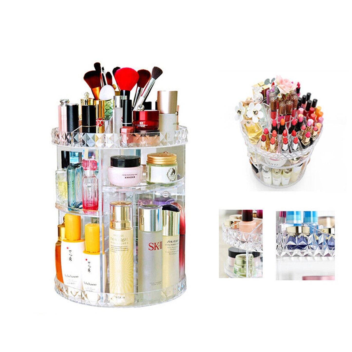 Adjustable Rotating Makeup Organizer for Cosmetics and Perfumes