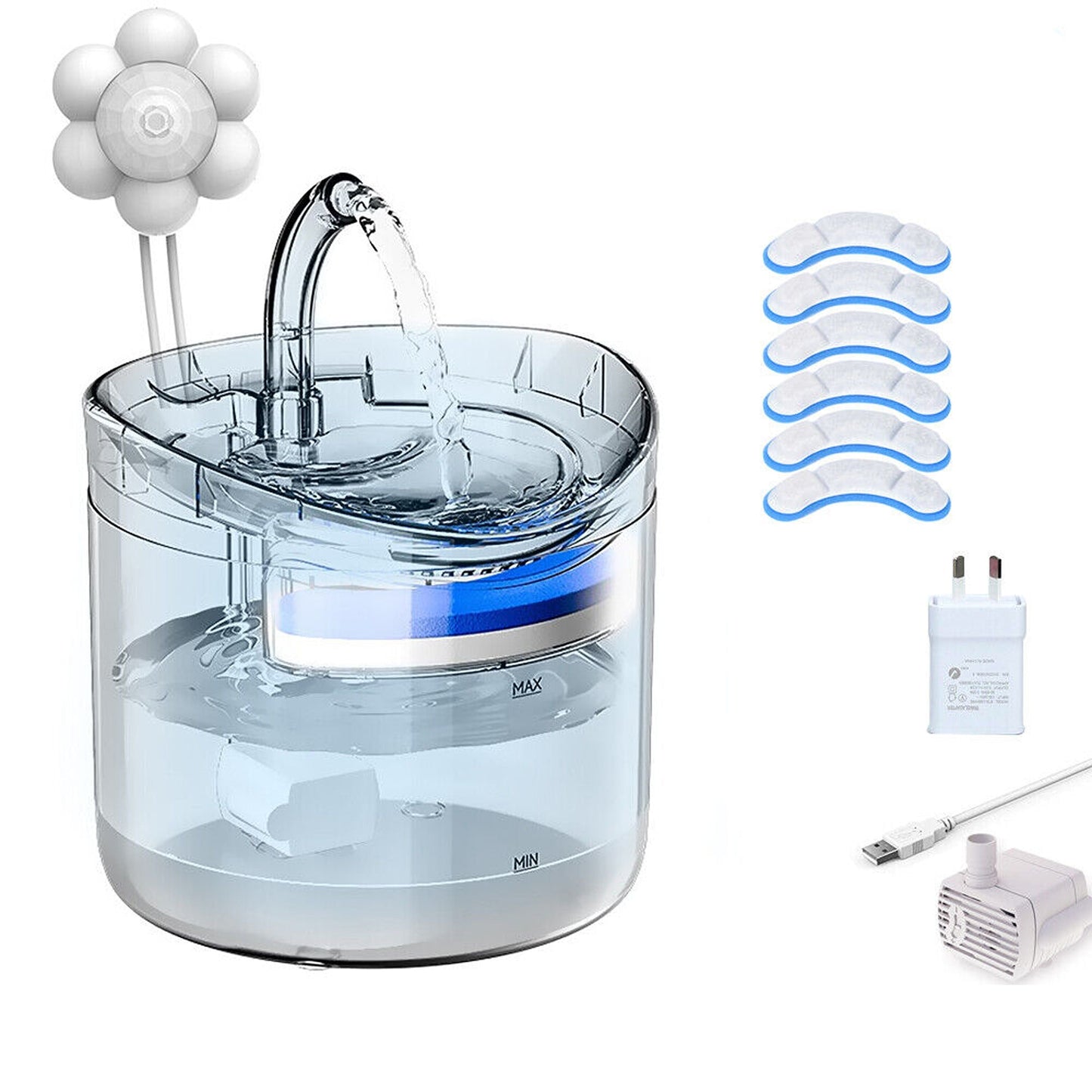 Automatic Electric 2L Pet Water Fountain Cat Dog Sensor Drink Dispenser Filter